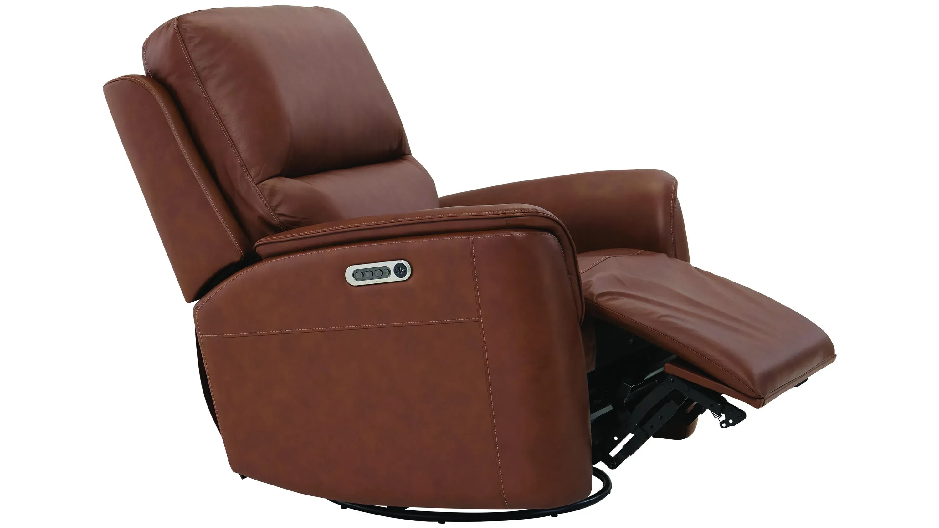 Henrick Triple Power Leather Swivel Glider Recliner | Raymour