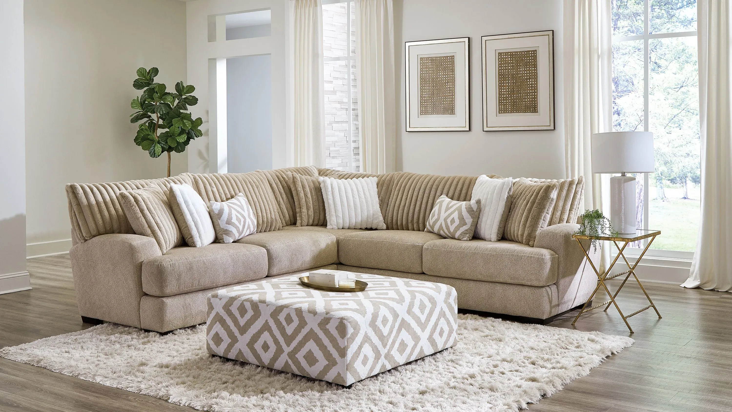 ②オットマン　 macomoco Marenco Two Seater Sofa, Ivory Linen – Interior Icons