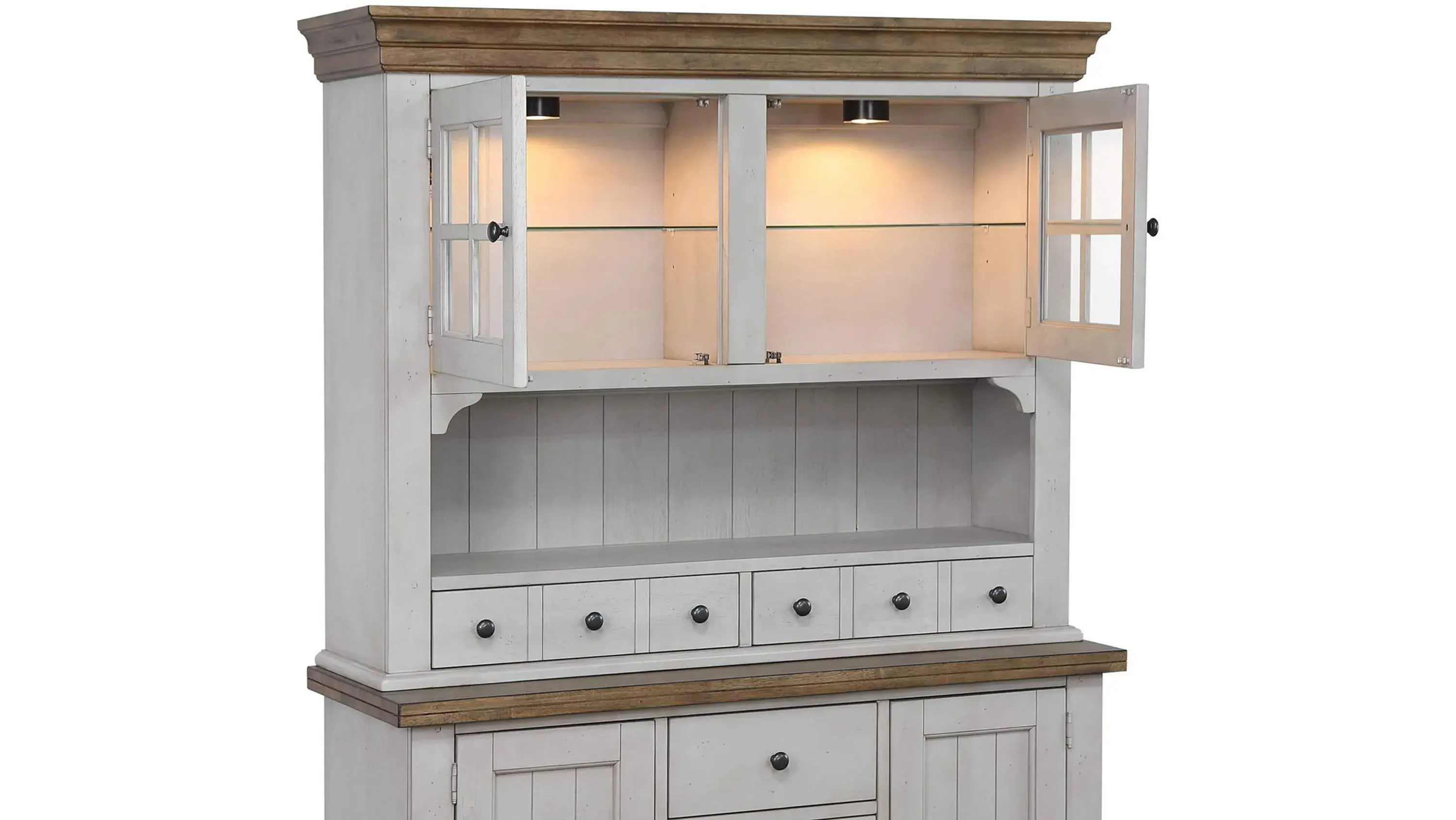 Country Grove Buffet with Lighted Hutch | Raymour & Flanigan