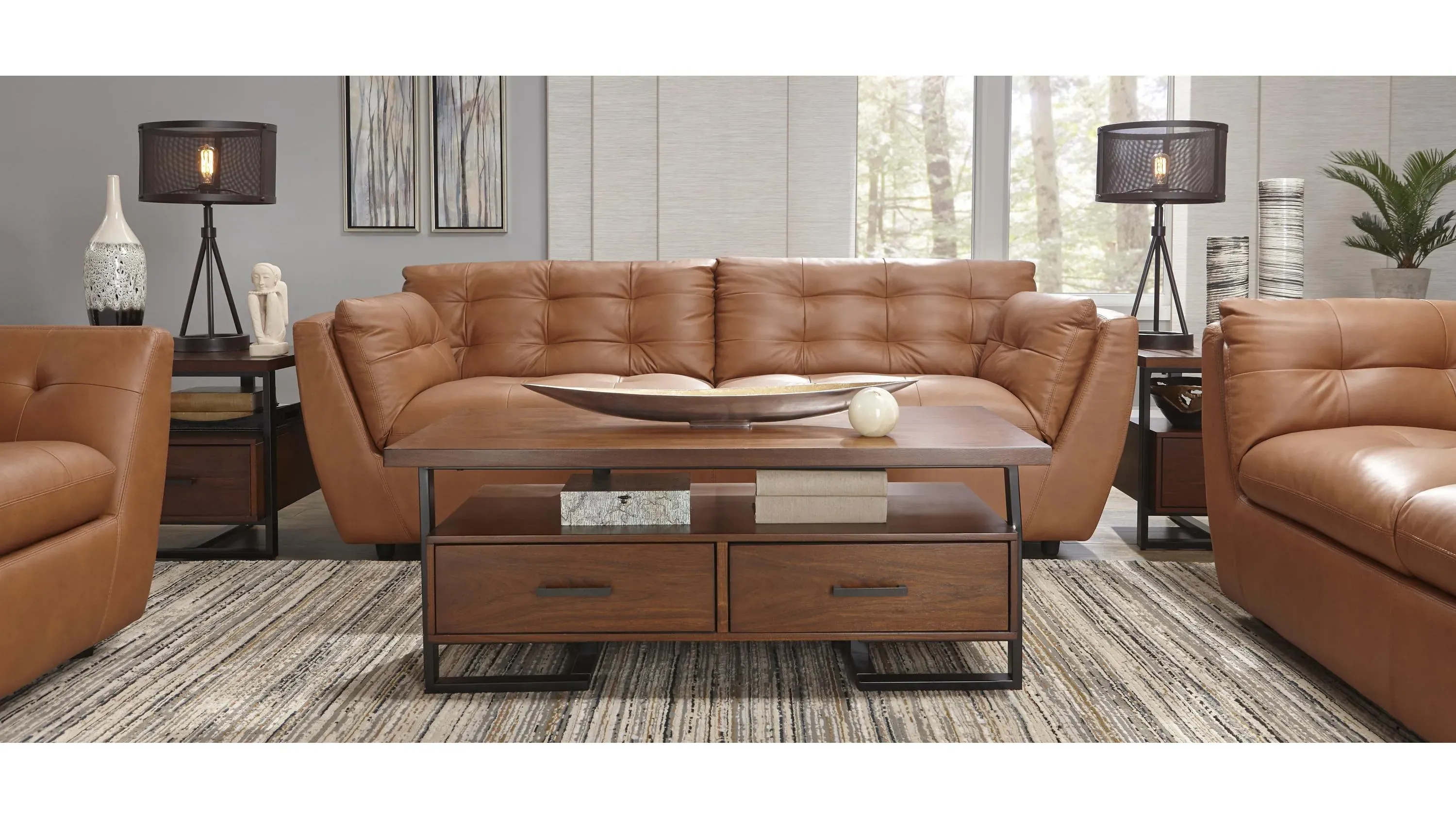 Damar Leather Sofa | Raymour & Flanigan | Raymour & Flanigan