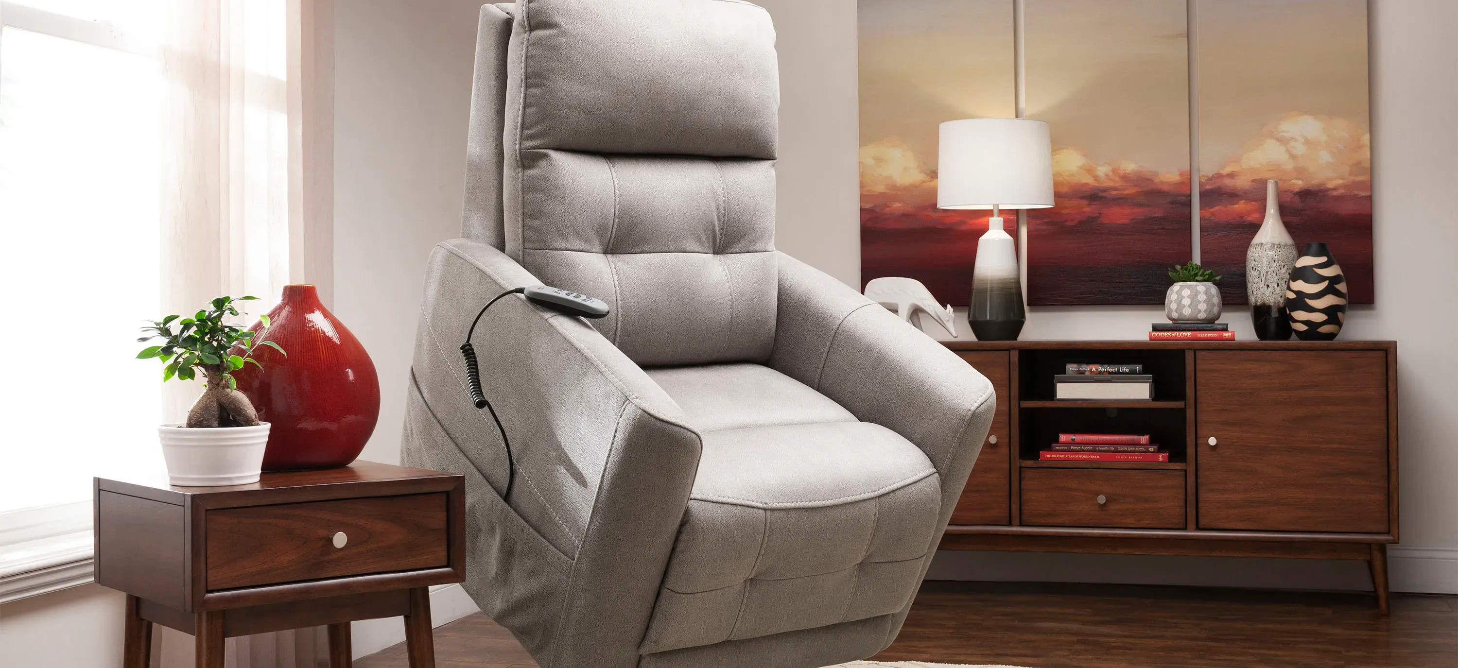 Laverne Microfiber Power Lift Recliner | Raymour & Flanigan