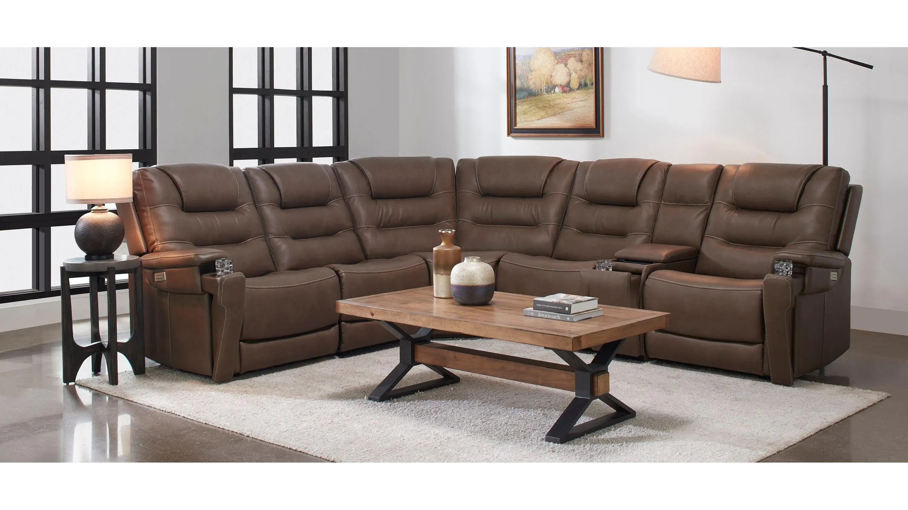 Danbury 6-pc. Power Sectional w/ Power Headrest and Lumbar Support