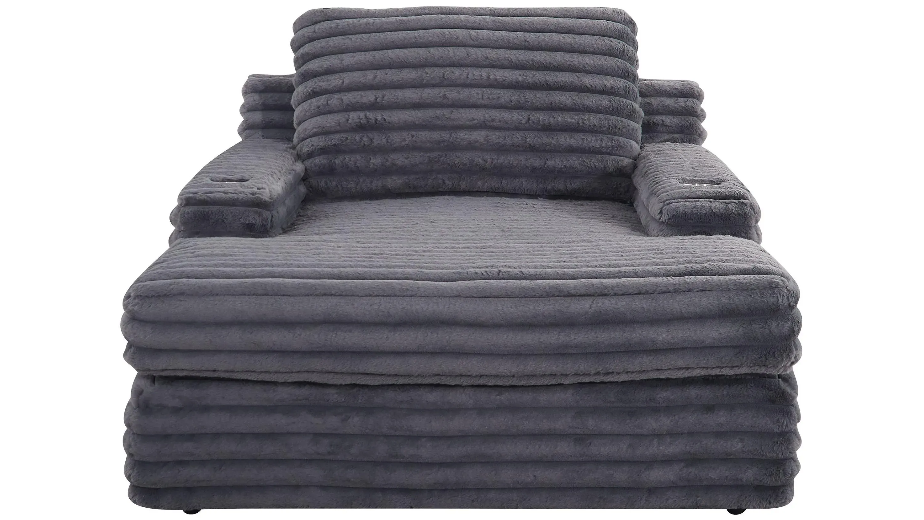 Woolly Small Chaise w/ Dual Cup Holders and USB Port
