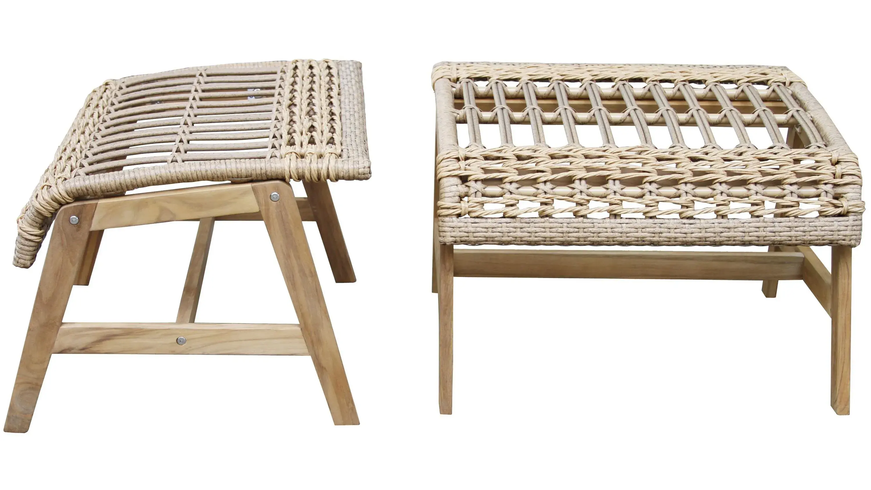 Bohemian 4-pc. Teak Outdoor Lounge Set w/ Ottomans - Thumbnail 3