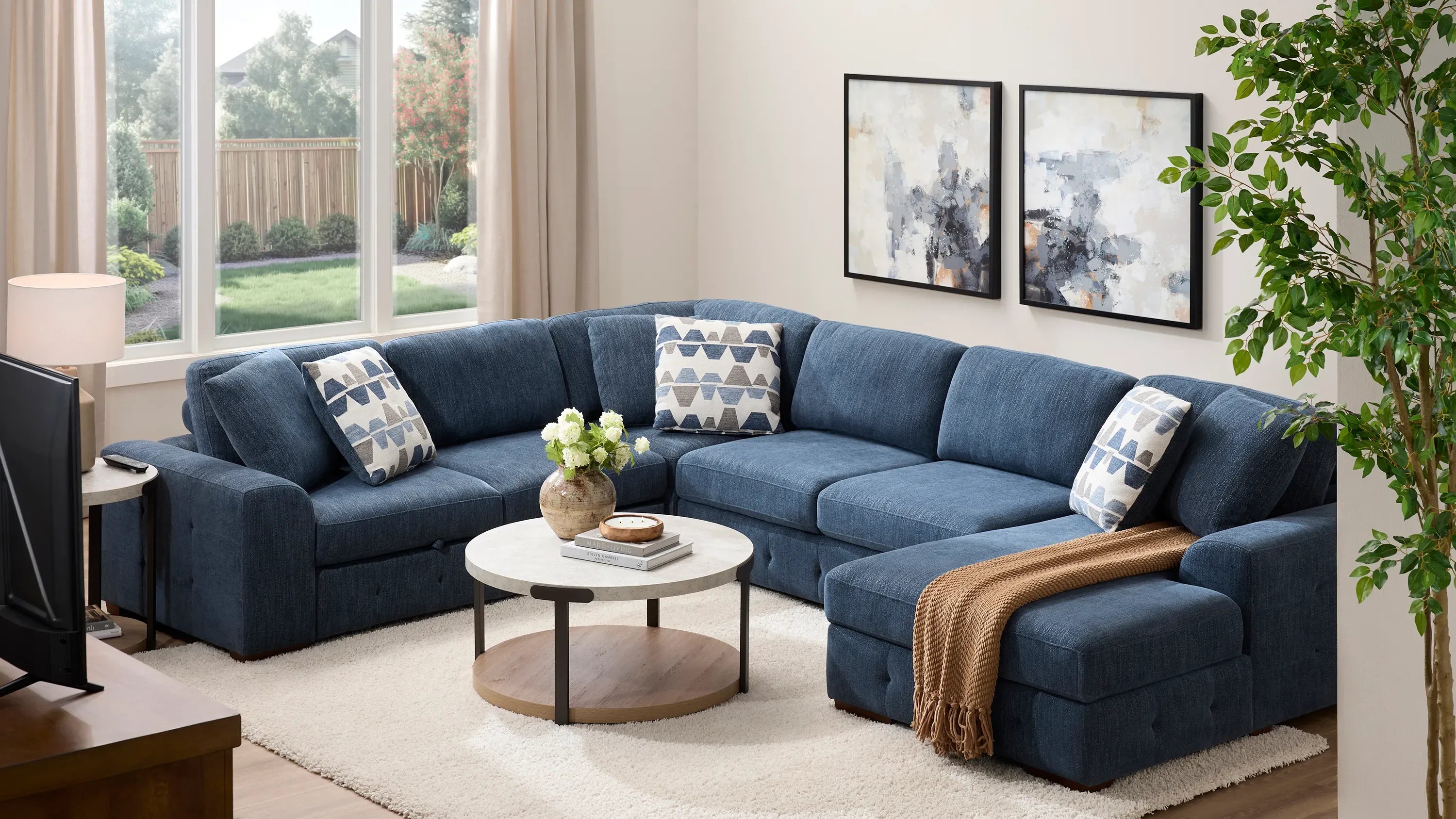 Dolman 4 pc. Sectional with Pop-Up Sleeper | Raymour & Flanigan