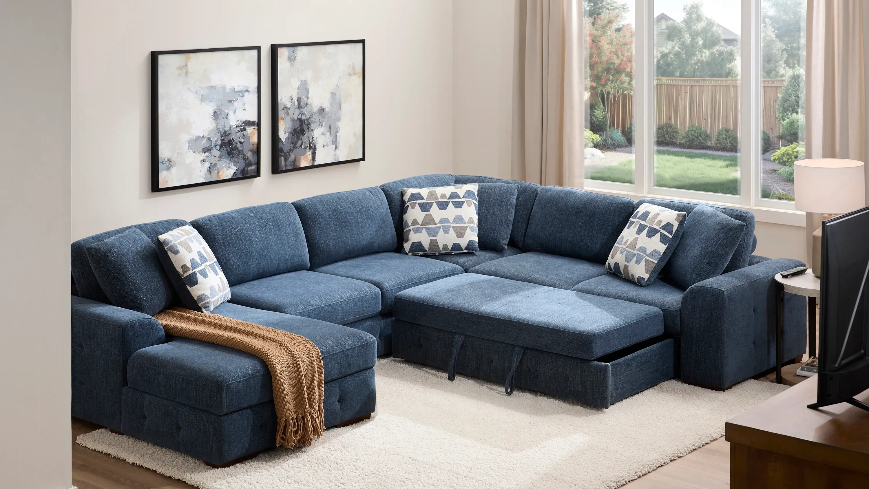 Dolman 4 pc. Sectional with Pop-Up Sleeper | Raymour & Flanigan