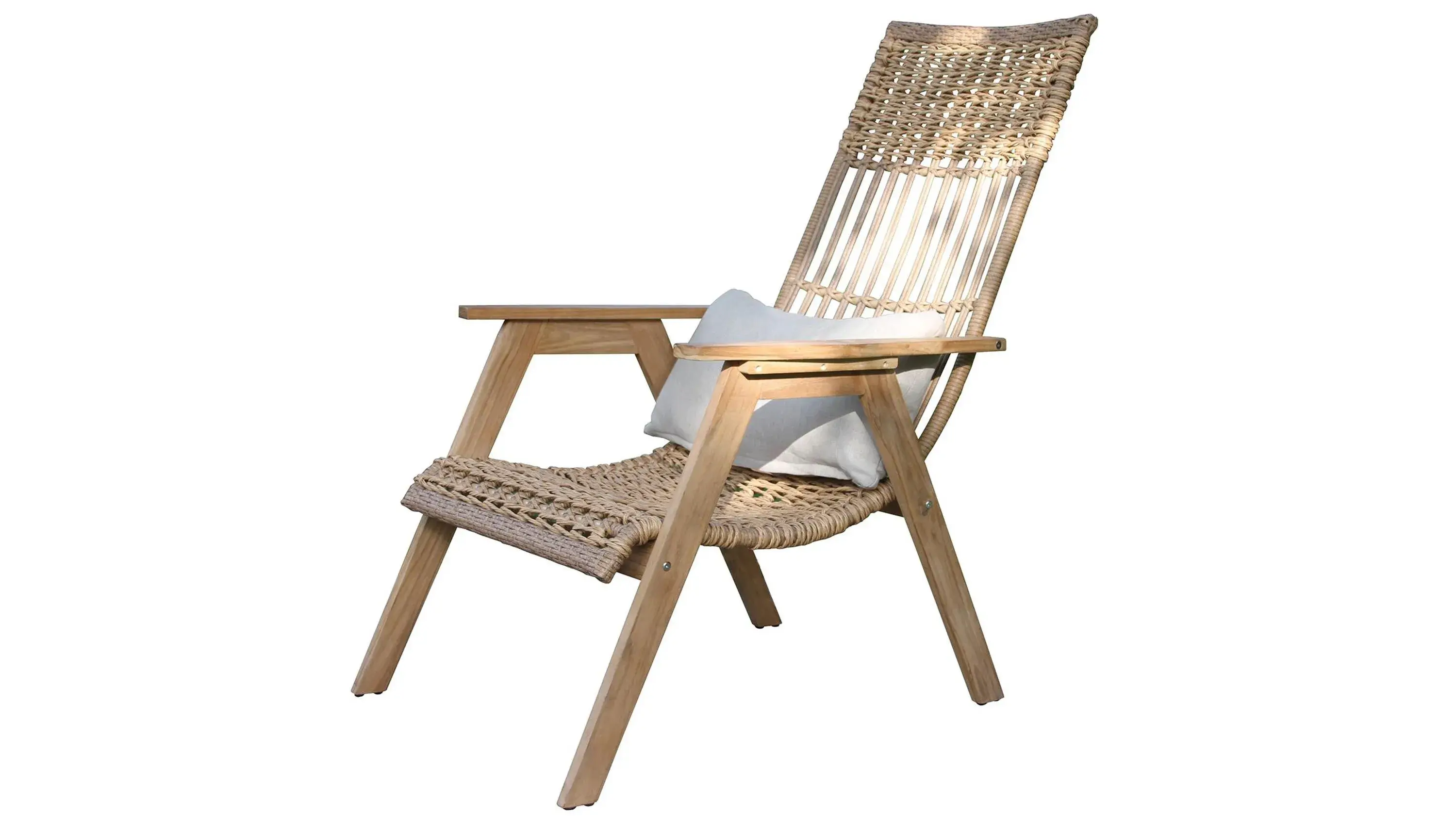 Bohemian Teak and Wicker Basket Lounger