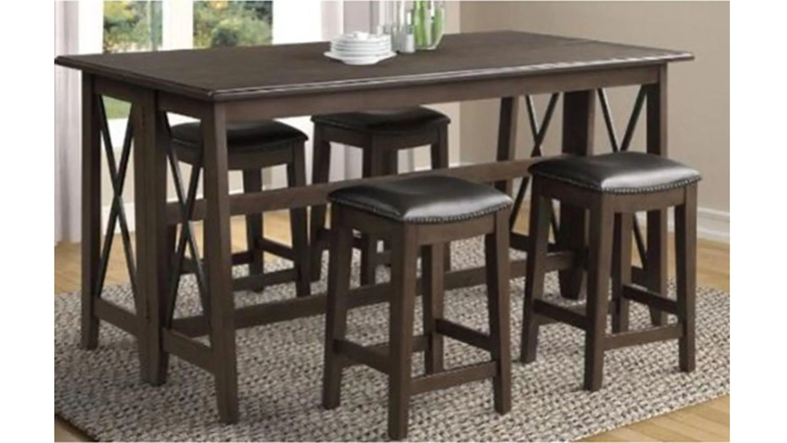 Carmina Counter Height Drop Leaf Table with 4 stools  Product_Image_Carousel