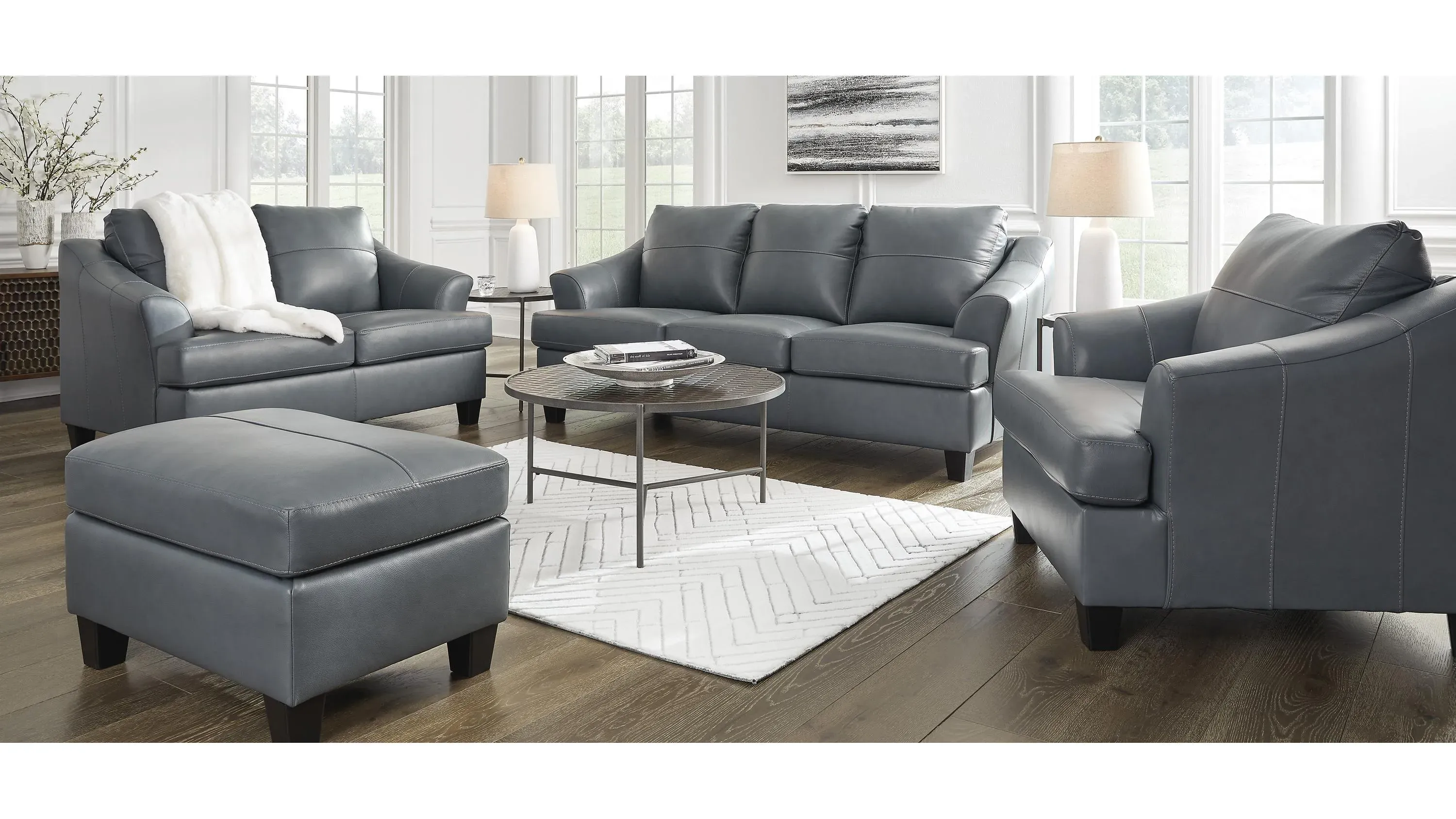Grant Leather Ottoman | Raymour & Flanigan