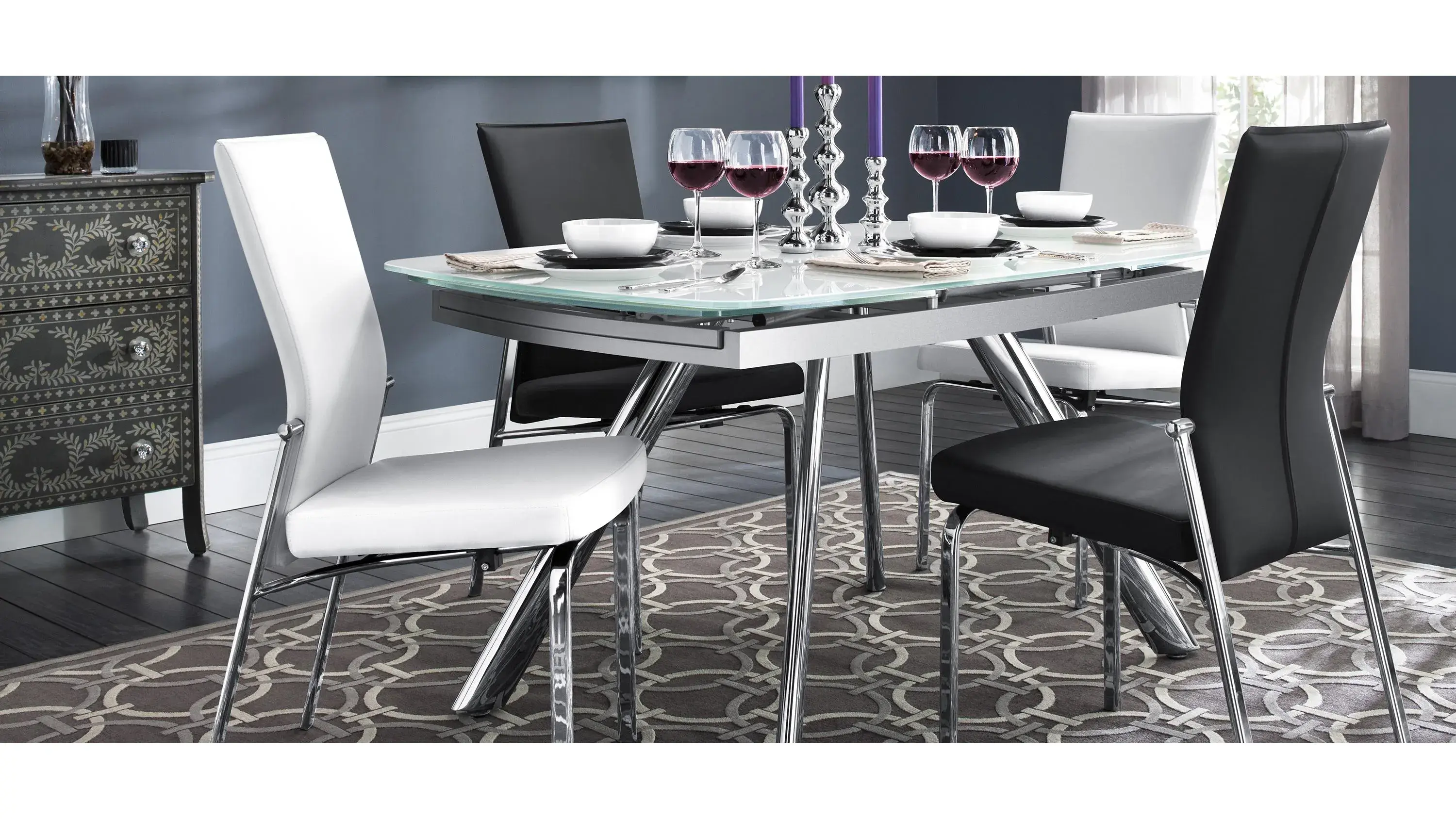 Paloma Glass Dining Table w/ Leaves - Thumbnail 4