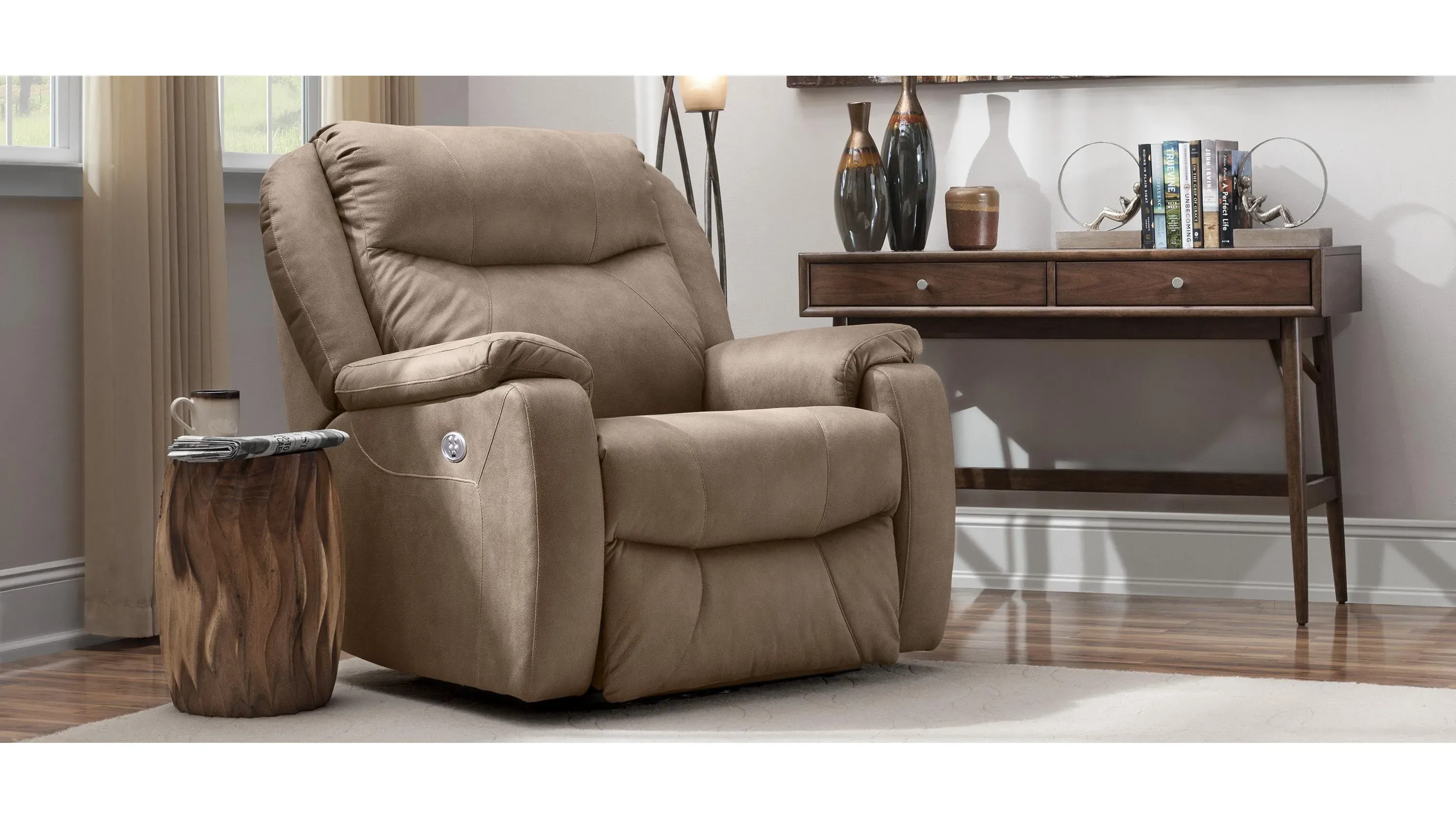 Watson Microfiber Power Recliner w/Power Headrest | Raymour & Flanigan