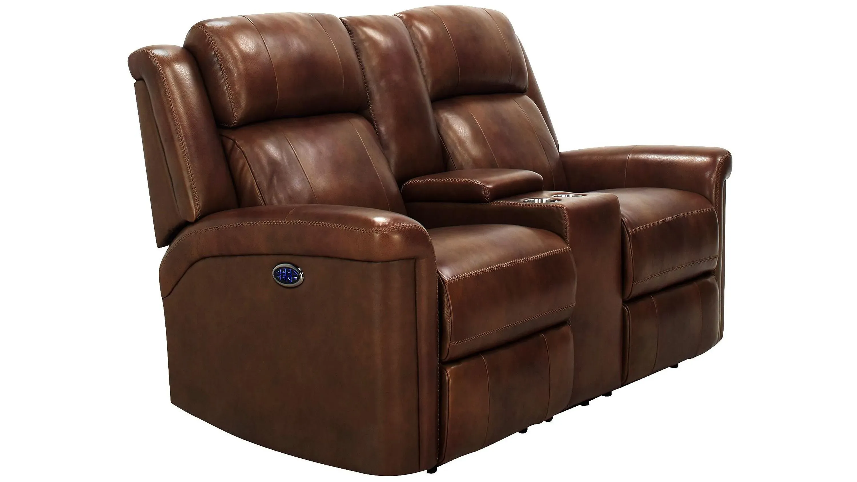 Richfield Leather Power Console Loveseat with Power Headrest and Lumbar