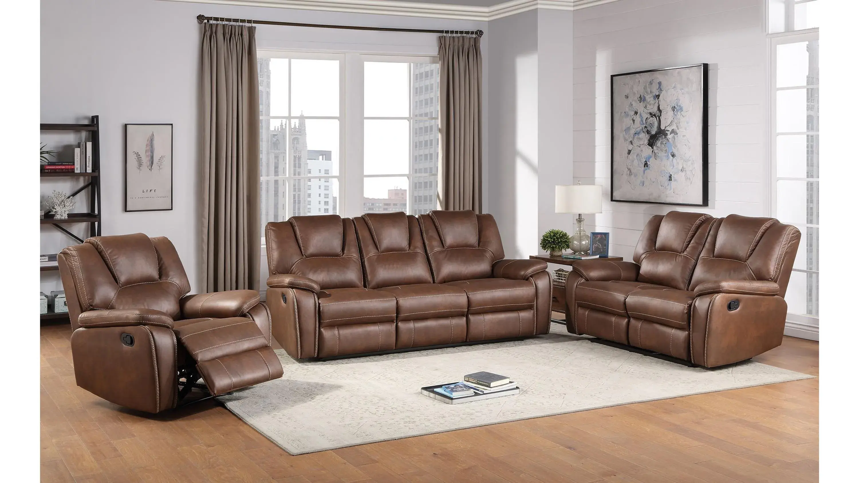 Katrine Reclining Sofa, Loveseat and Chair Set