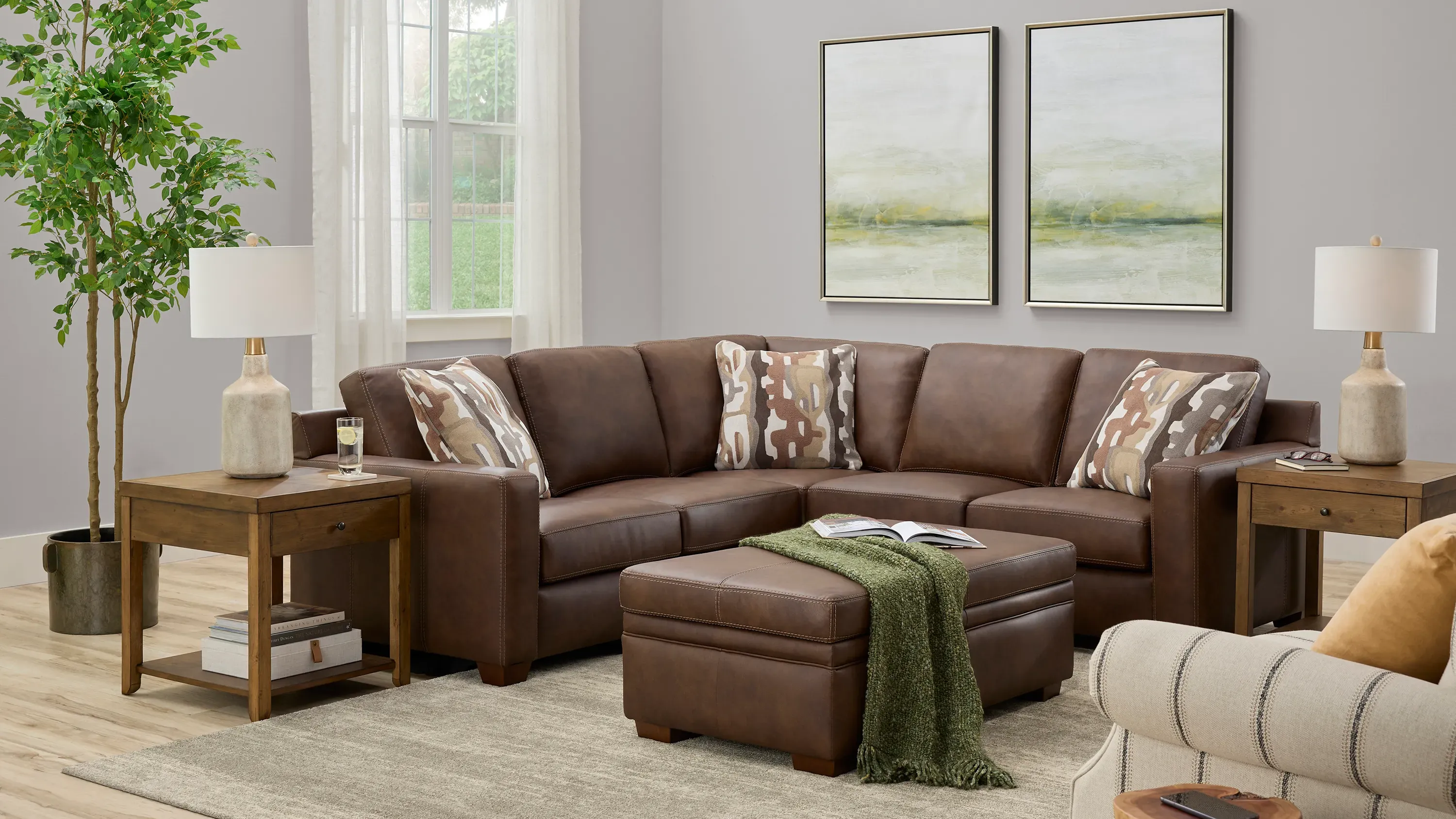 Quinton Leather Right Arm Facing Loveseat | Raymour & Flanigan