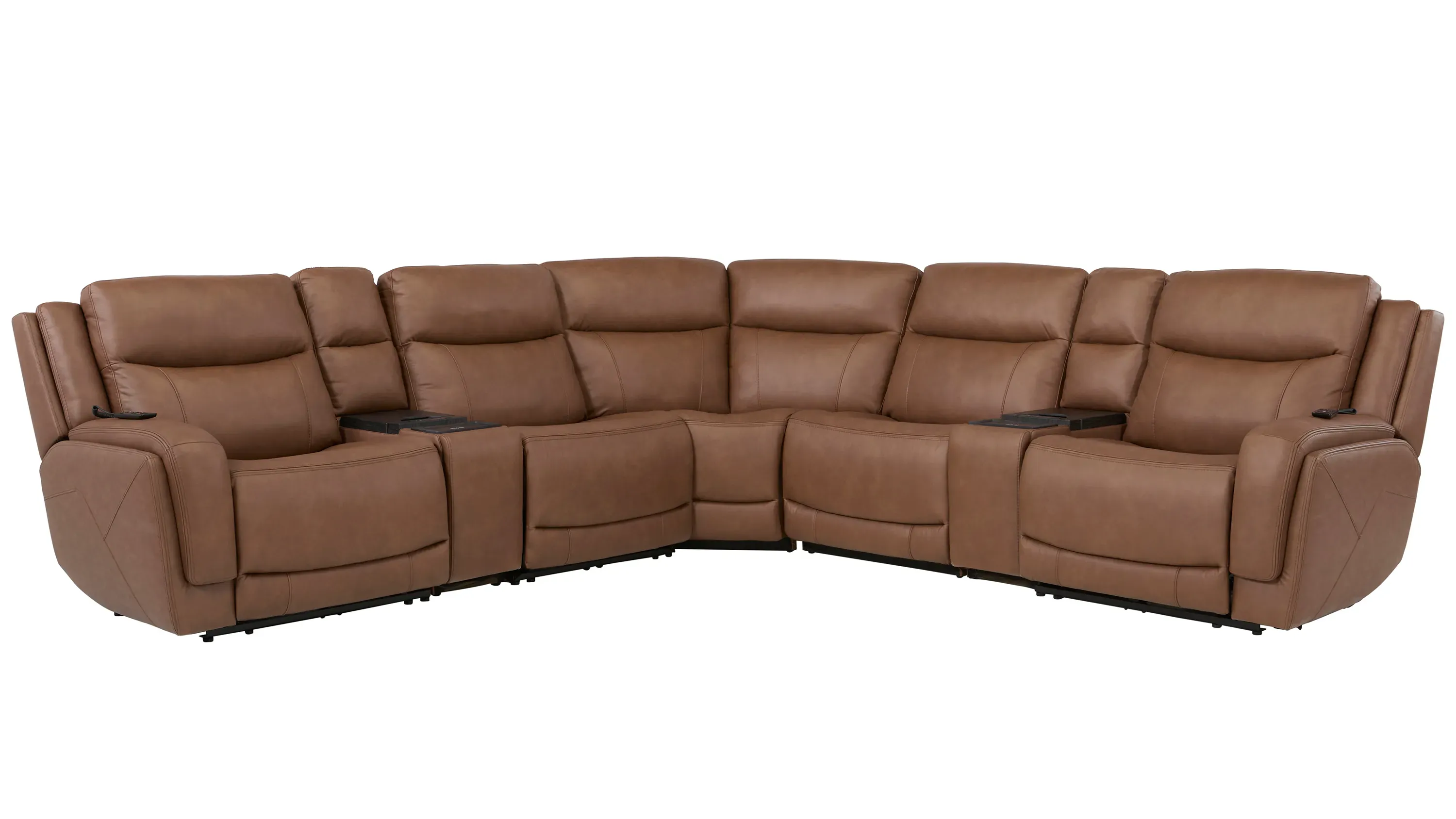 Harbin 7-pc. Leather Triple Power Sectional w/ Cooler Console
