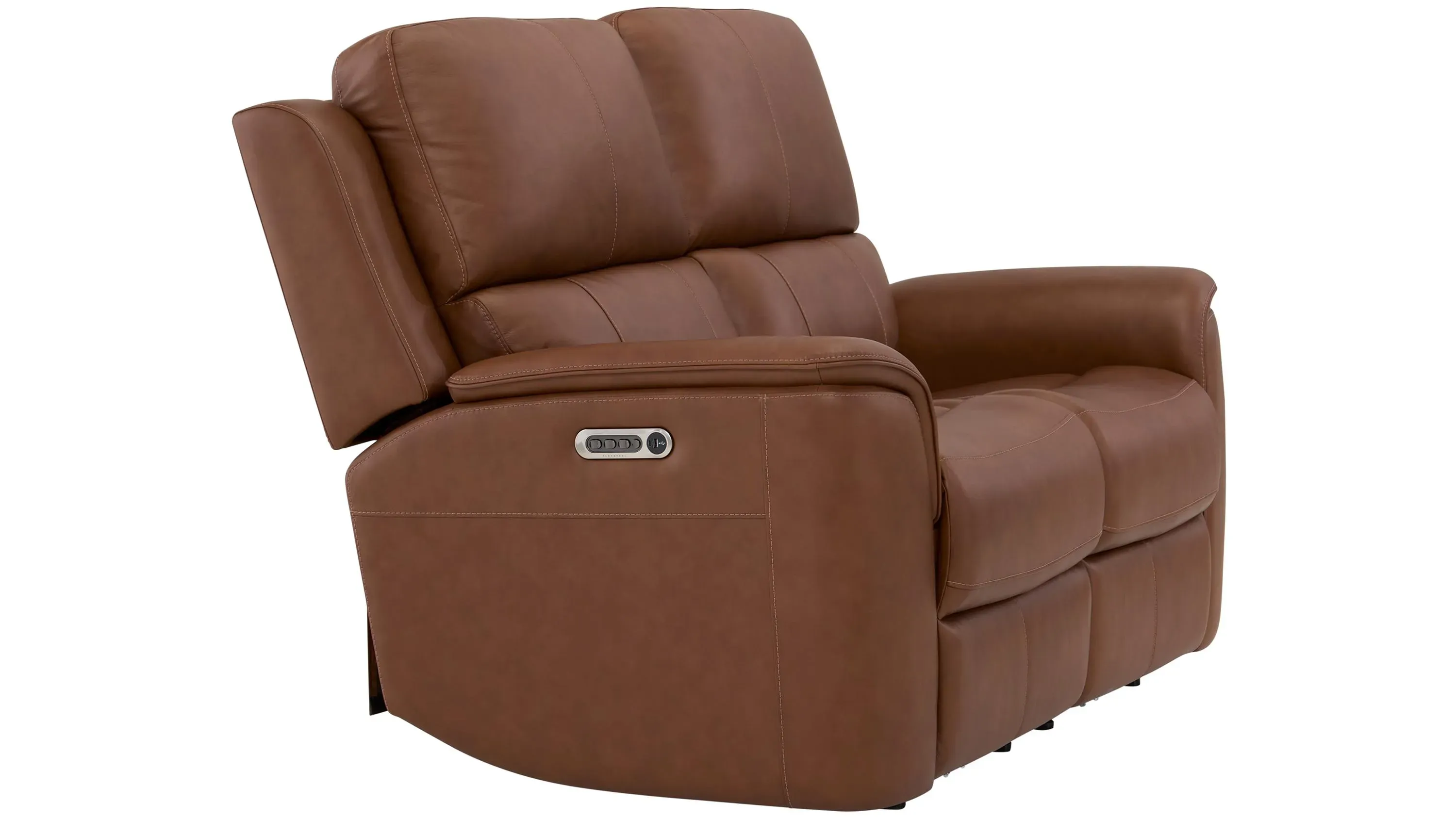 Henrick Triple Power Leather Loveseat | Raymour & Flanigan
