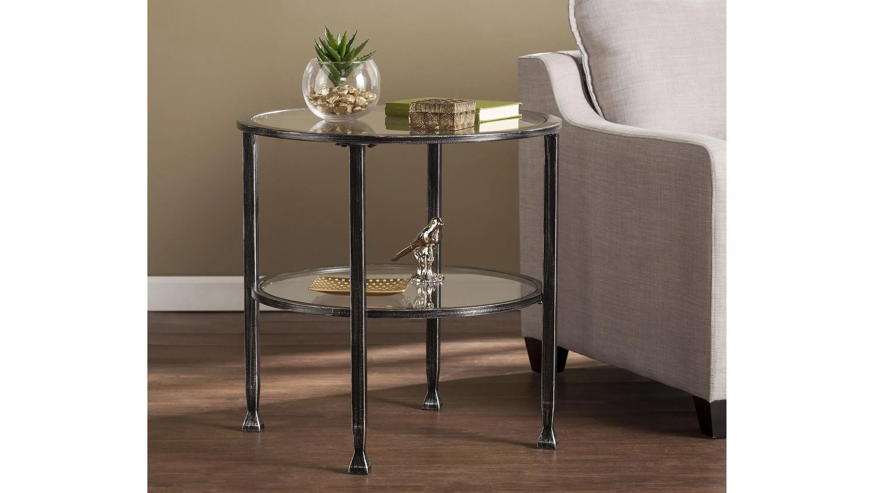 Bexley Metal/Glass Round End Table