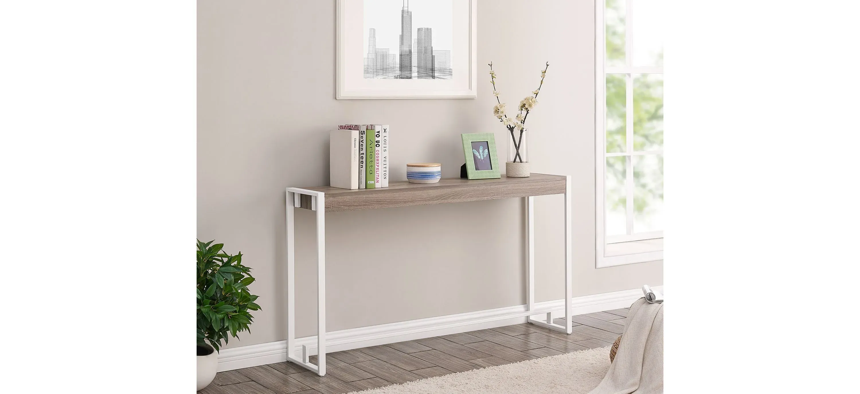 Kenoshi 54 White Console Table Transitional Console Tables MDF by Bob s Discount Furniture