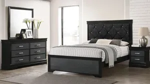 black bedroom dresser with mirror Kendall Square Dresser Mirror Black – Ella Furniture main image 1