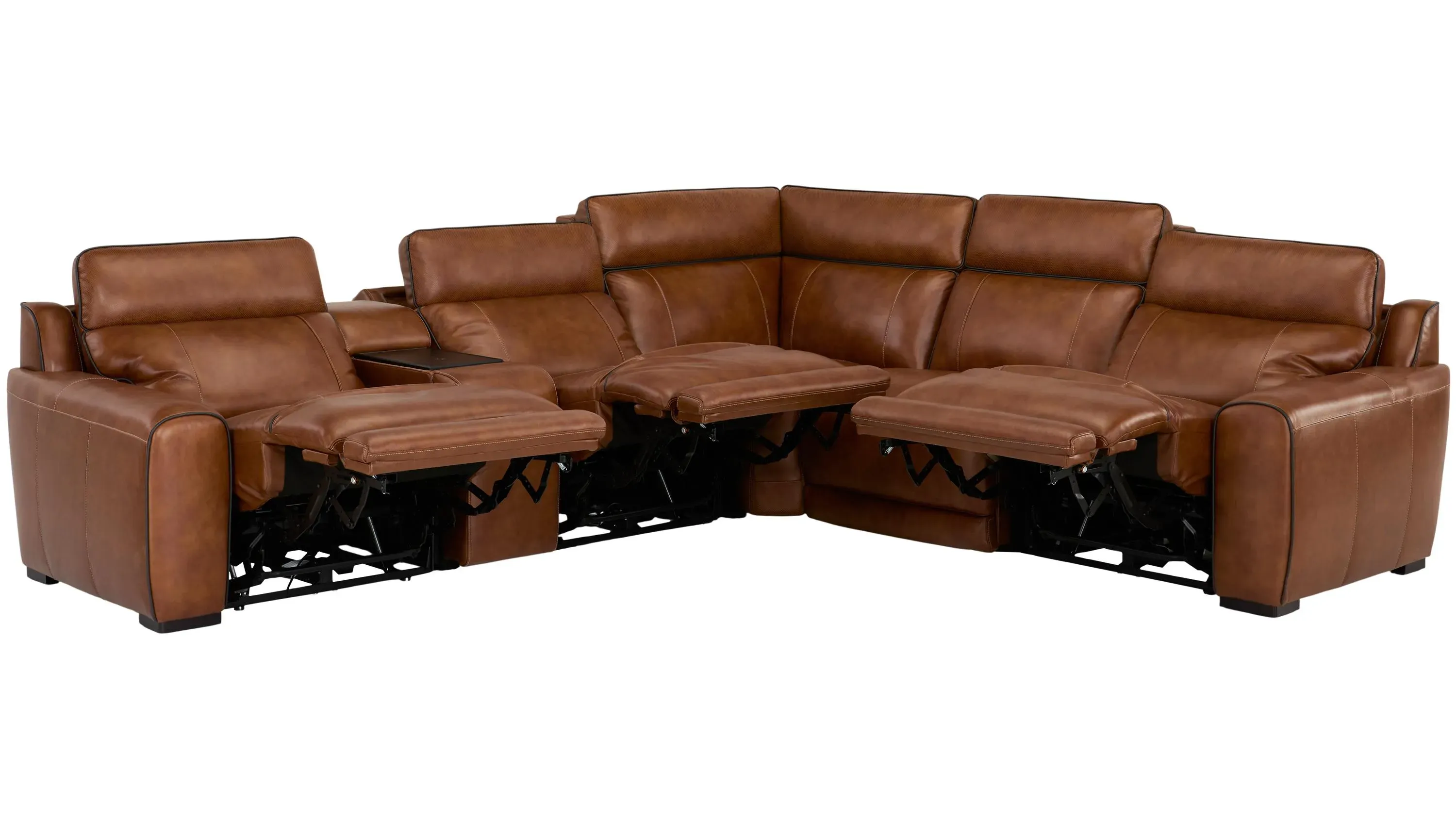 Titan 6-pc. Triple Power Leather Sectional w/ Immersive