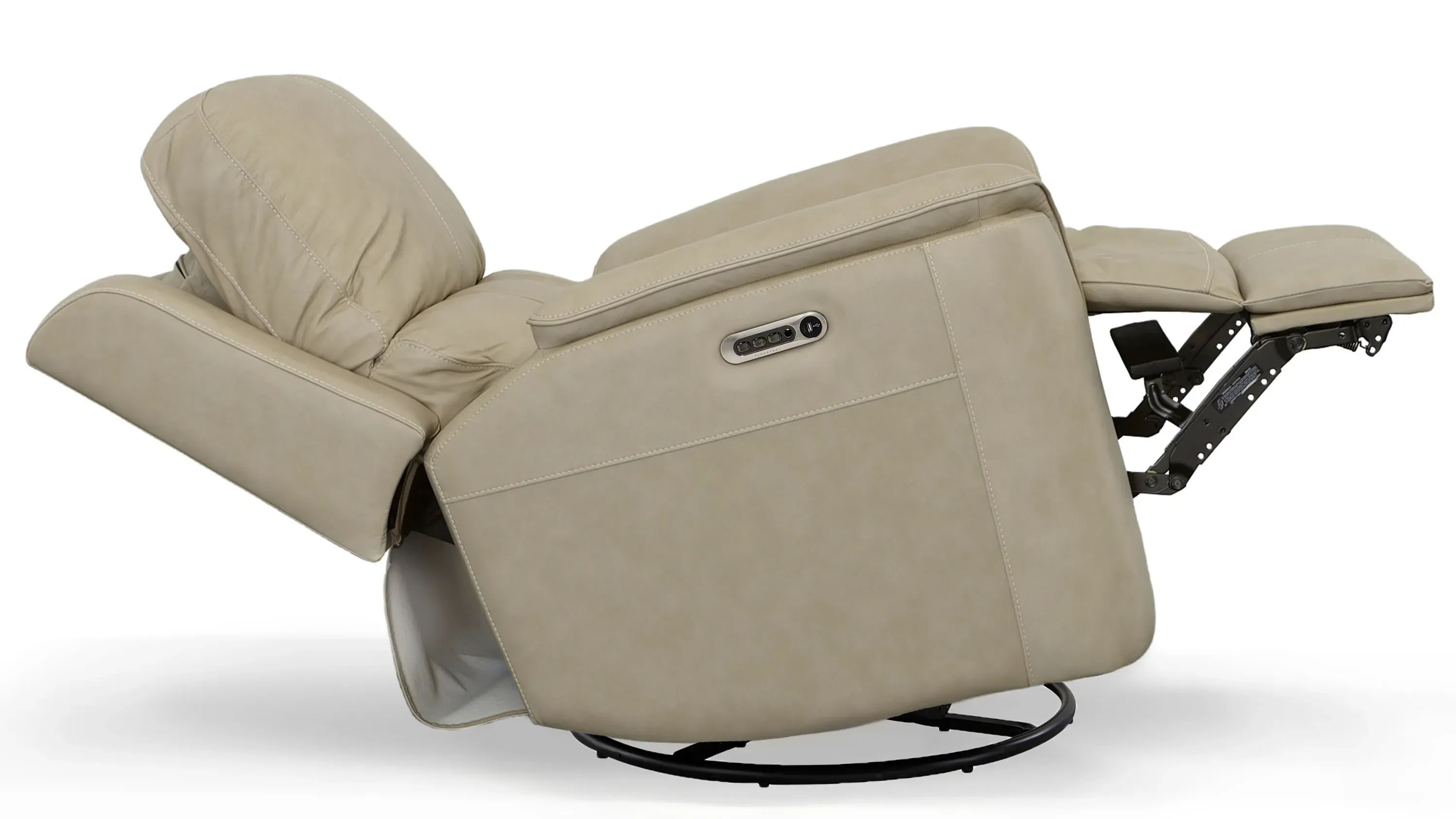 Henrick Triple Power Leather Swivel Glider Recliner | Raymour