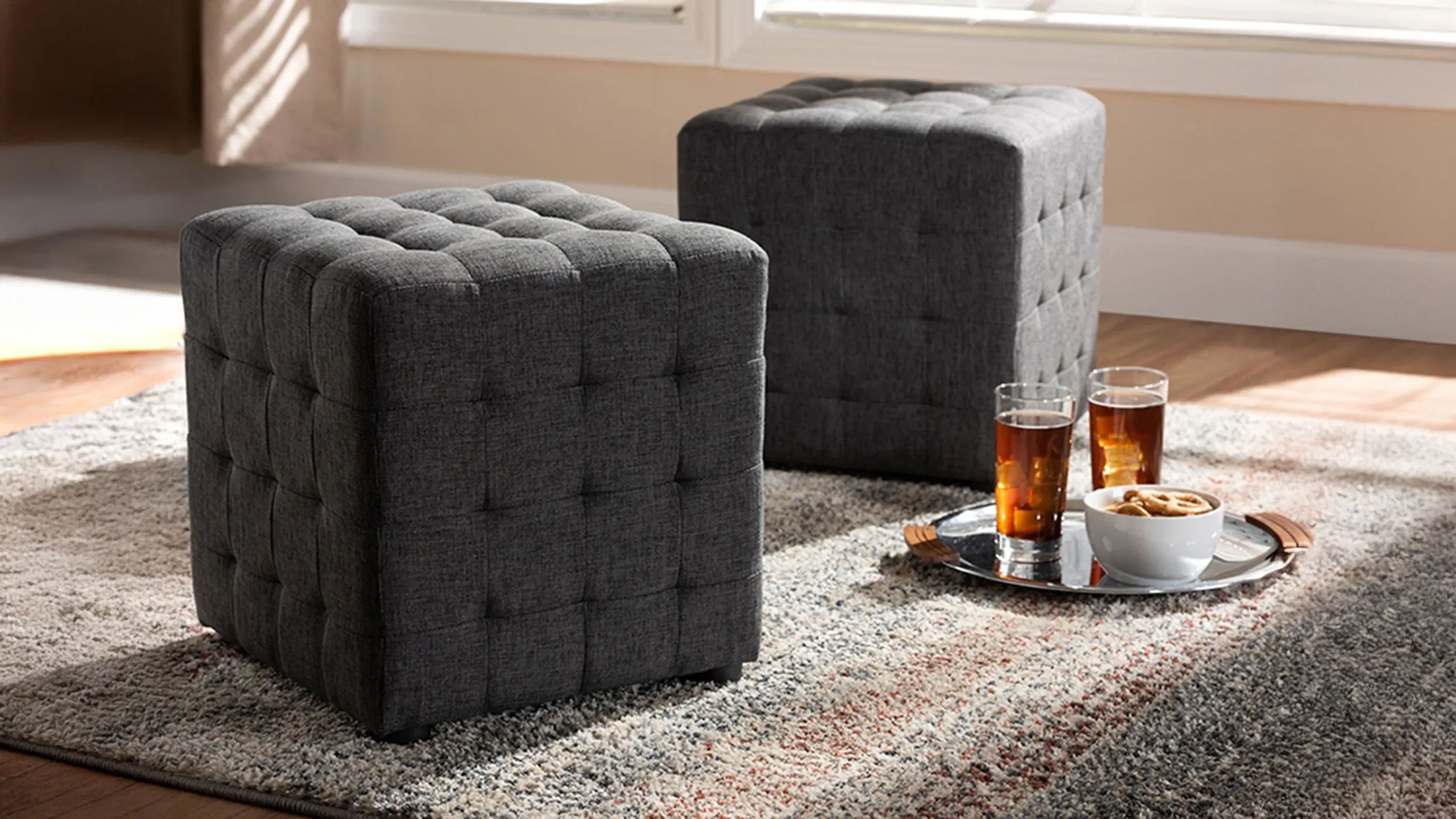 kino Classic Cube Mini オットマン Elladio Cube Ottoman - set of 2 | Raymour & Flanigan