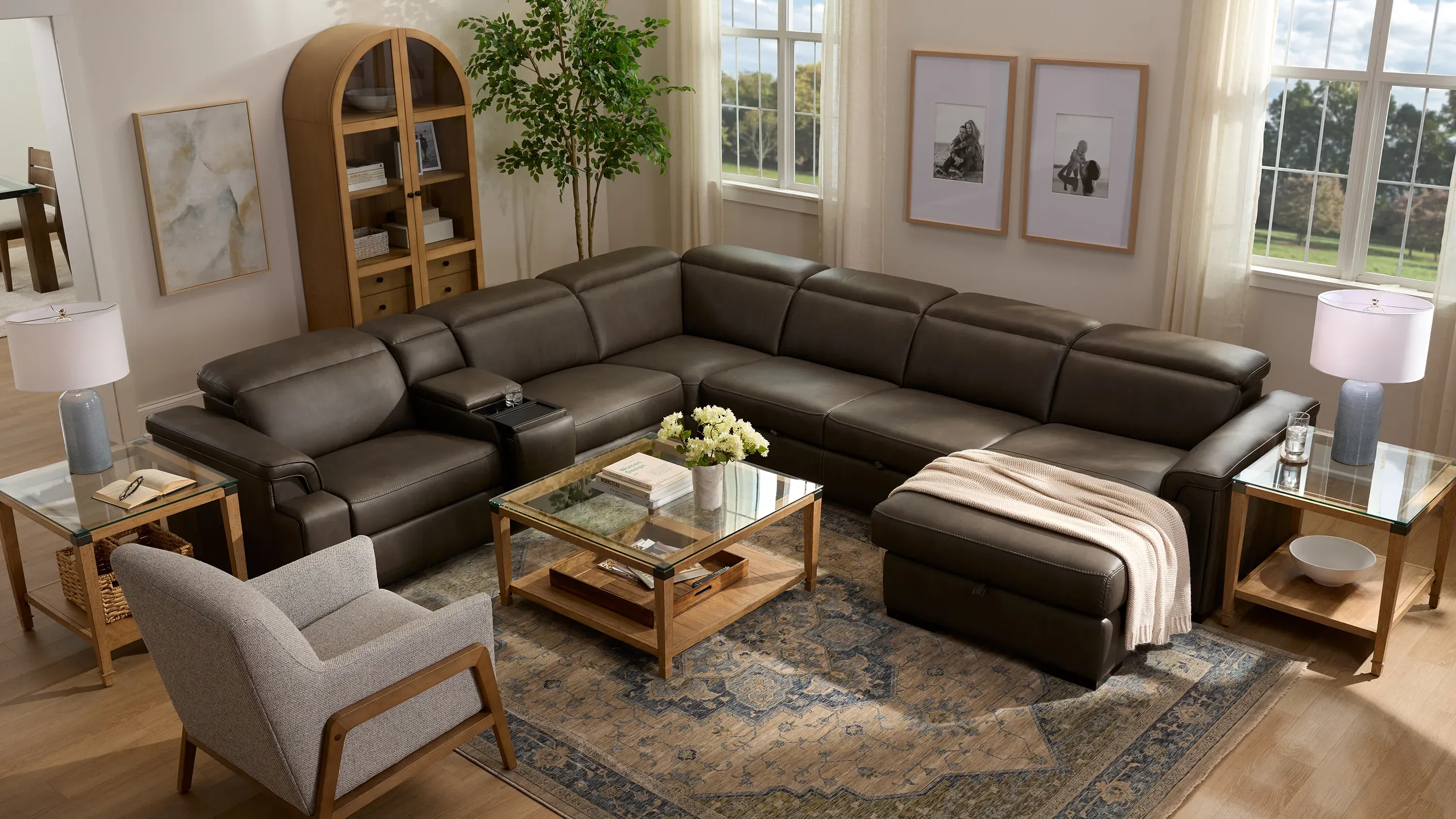 Orion 6-pc. Dual Power Media Sectional w/ Speaker Headrest
