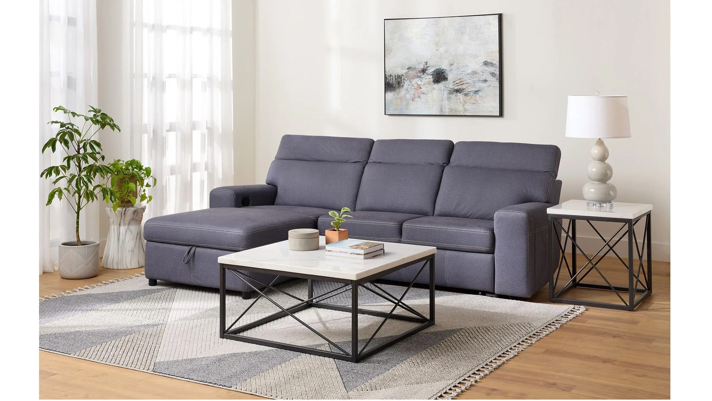 Aspen 2-pc. Left Arm Facing Sofa Chaise w/ Pop-Up Sleeper and Ratchet Headrest