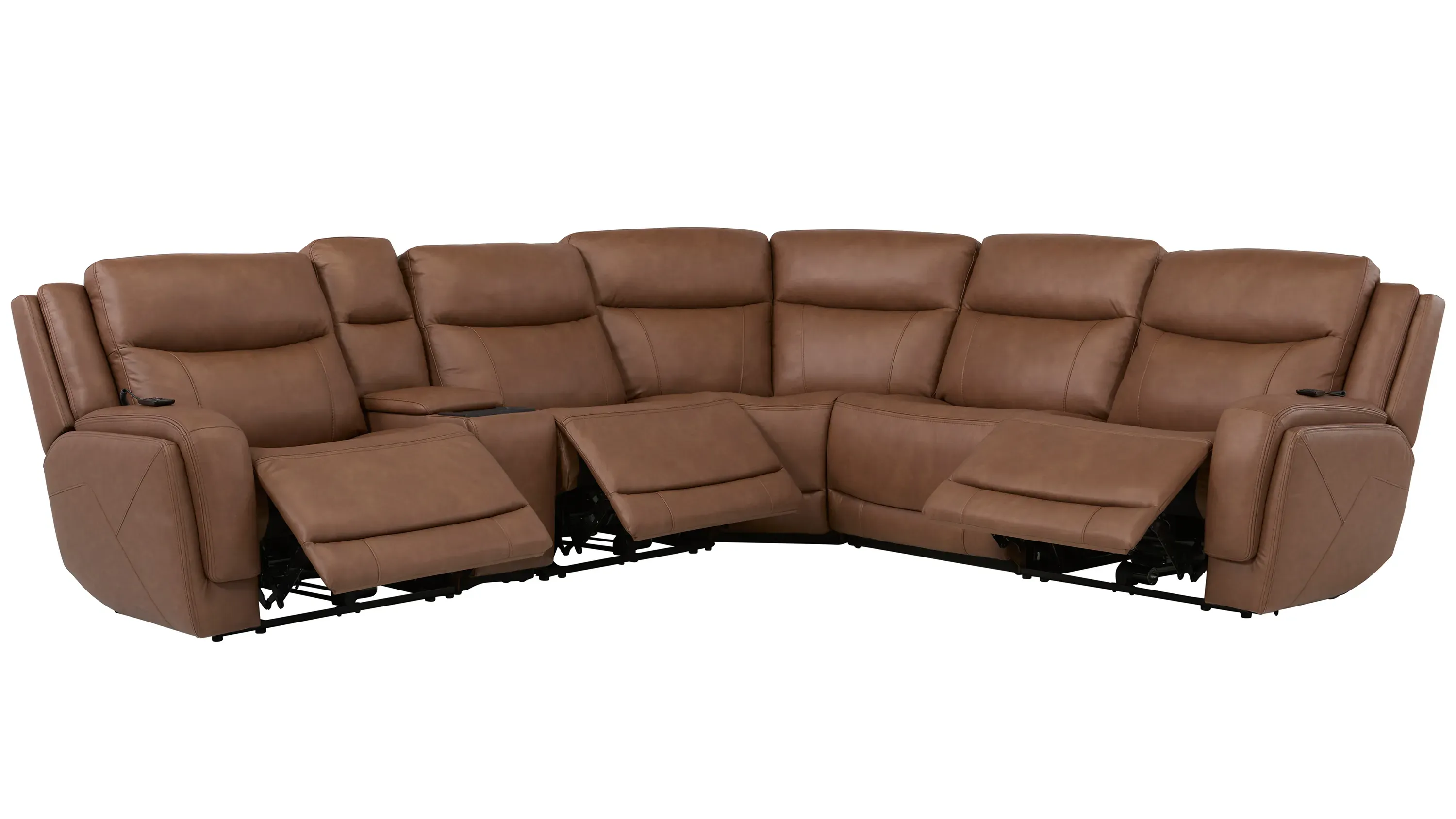 Harbin 6-pc. Leather Triple Power Sectional | Raymour & Flanigan
