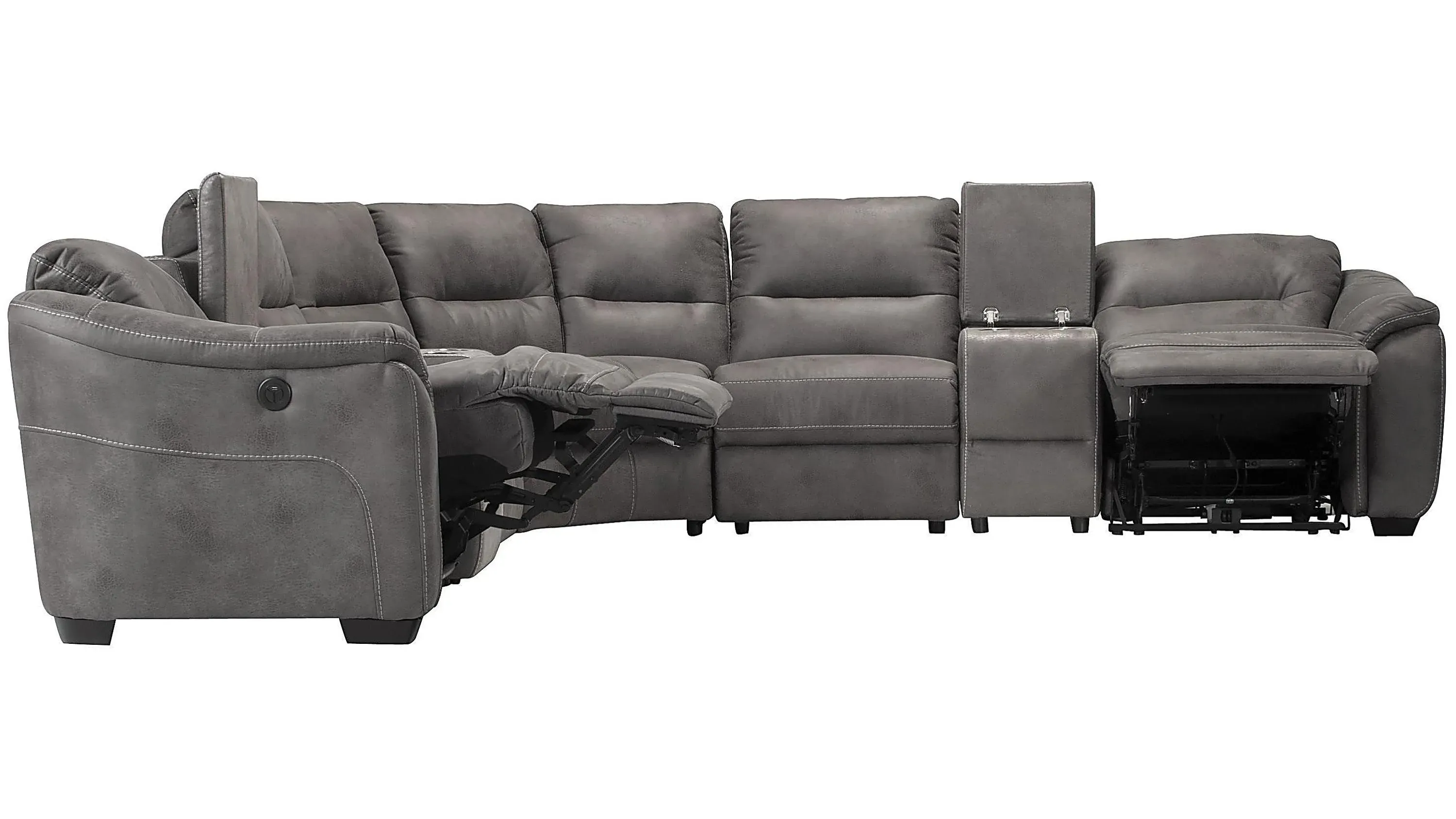 Rockland Microfiber 7-pc. Power Sectional