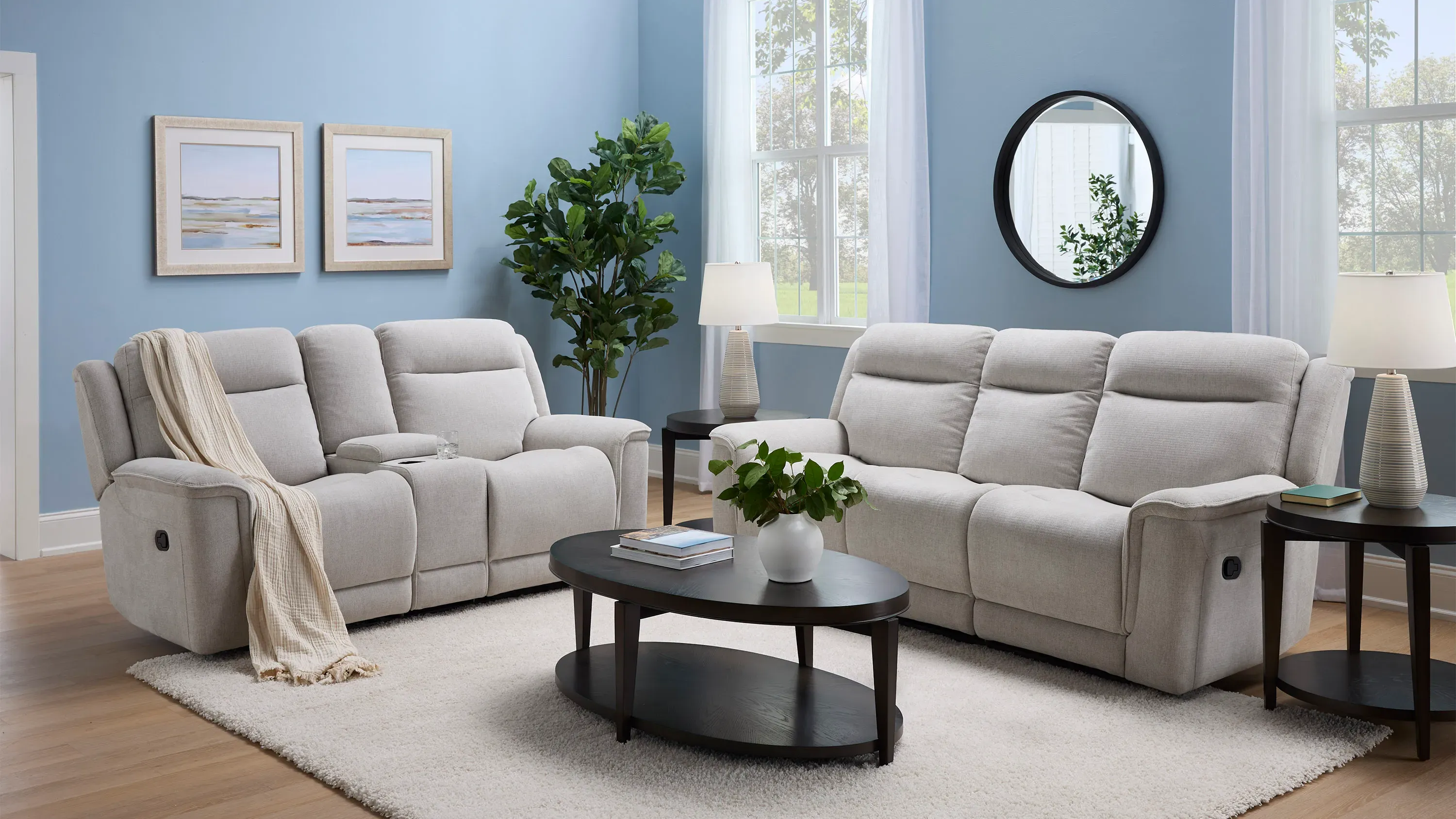 Bristol 2 pc. Reclining Sofa and Console Loveseat Raymour Flanigan