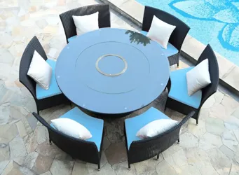 Nightingdale 7-pc. Outdoor Dining Set Sky Blue, White and Black Product_Grid_Image