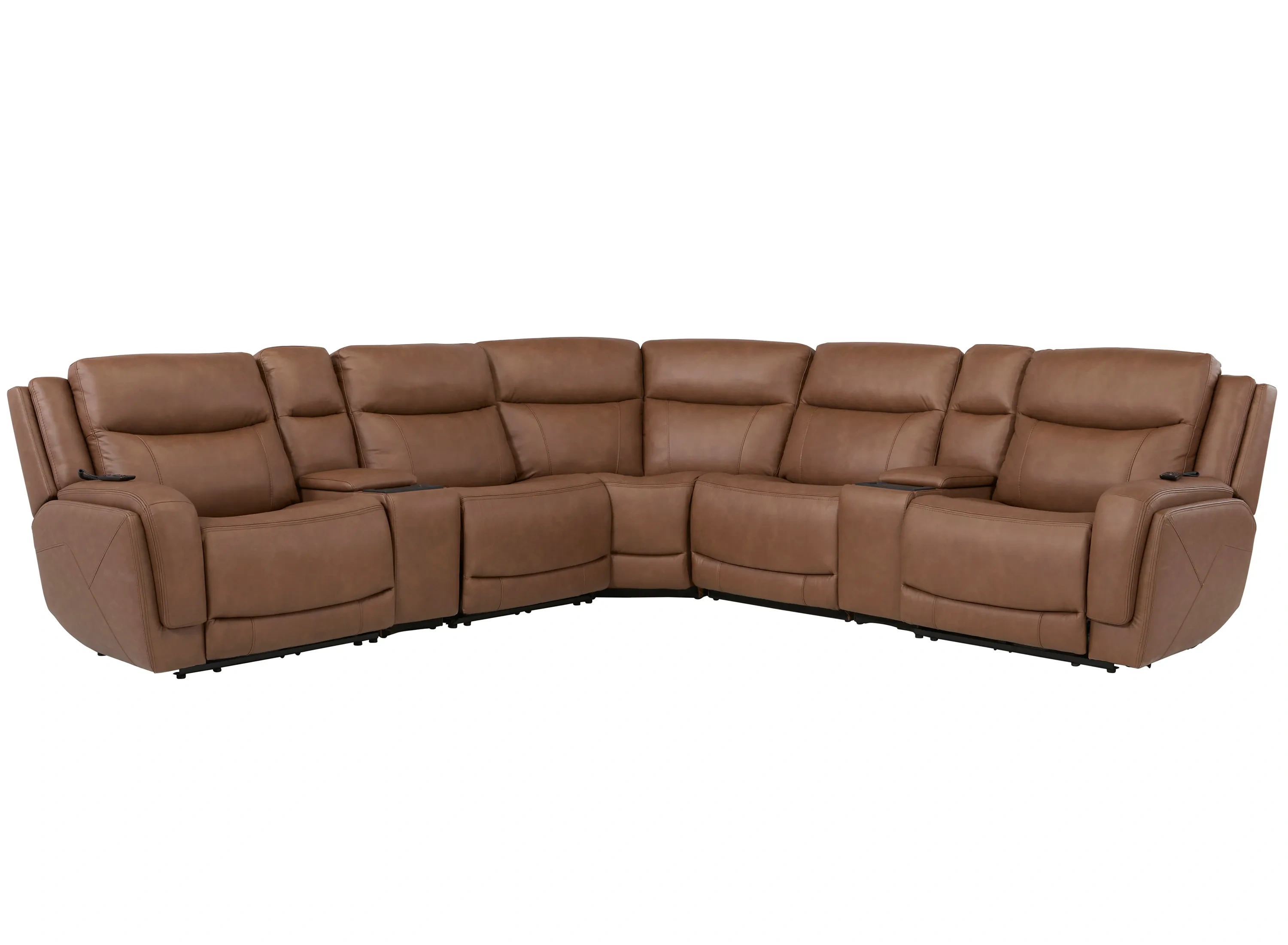 Harbin 7-pc. Leather Triple Power Sectional | Raymour & Flanigan