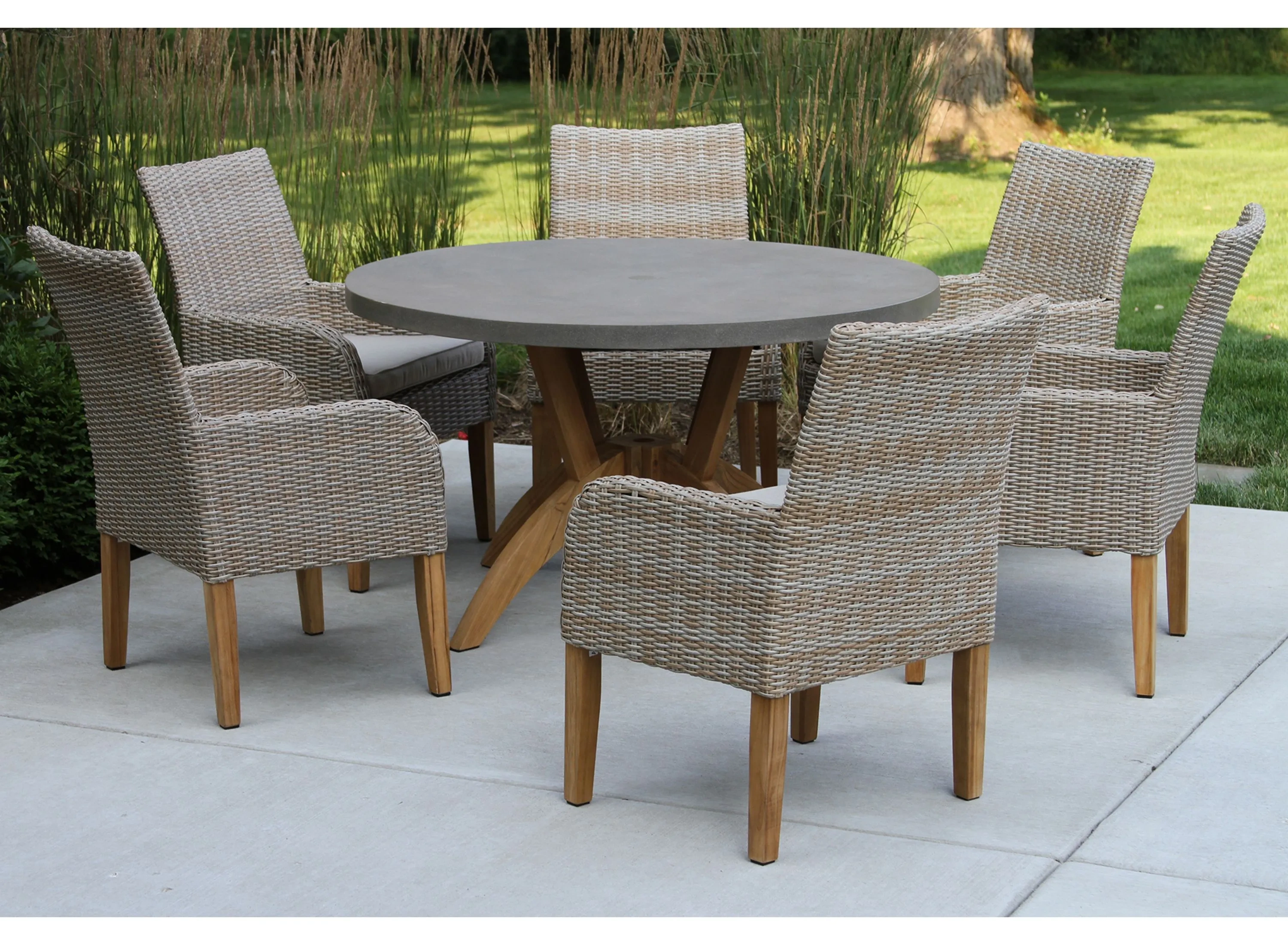 Nautical 7-pc. Teak and Wicker Outdoor Dining Set | Raymour & Flanigan