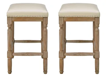 Ernie Bonded Counter Stool: Set of 2 Beige Product_Grid_Image