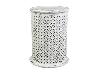 Global Archive Drum Accent Table Antique White Product_Grid_Image