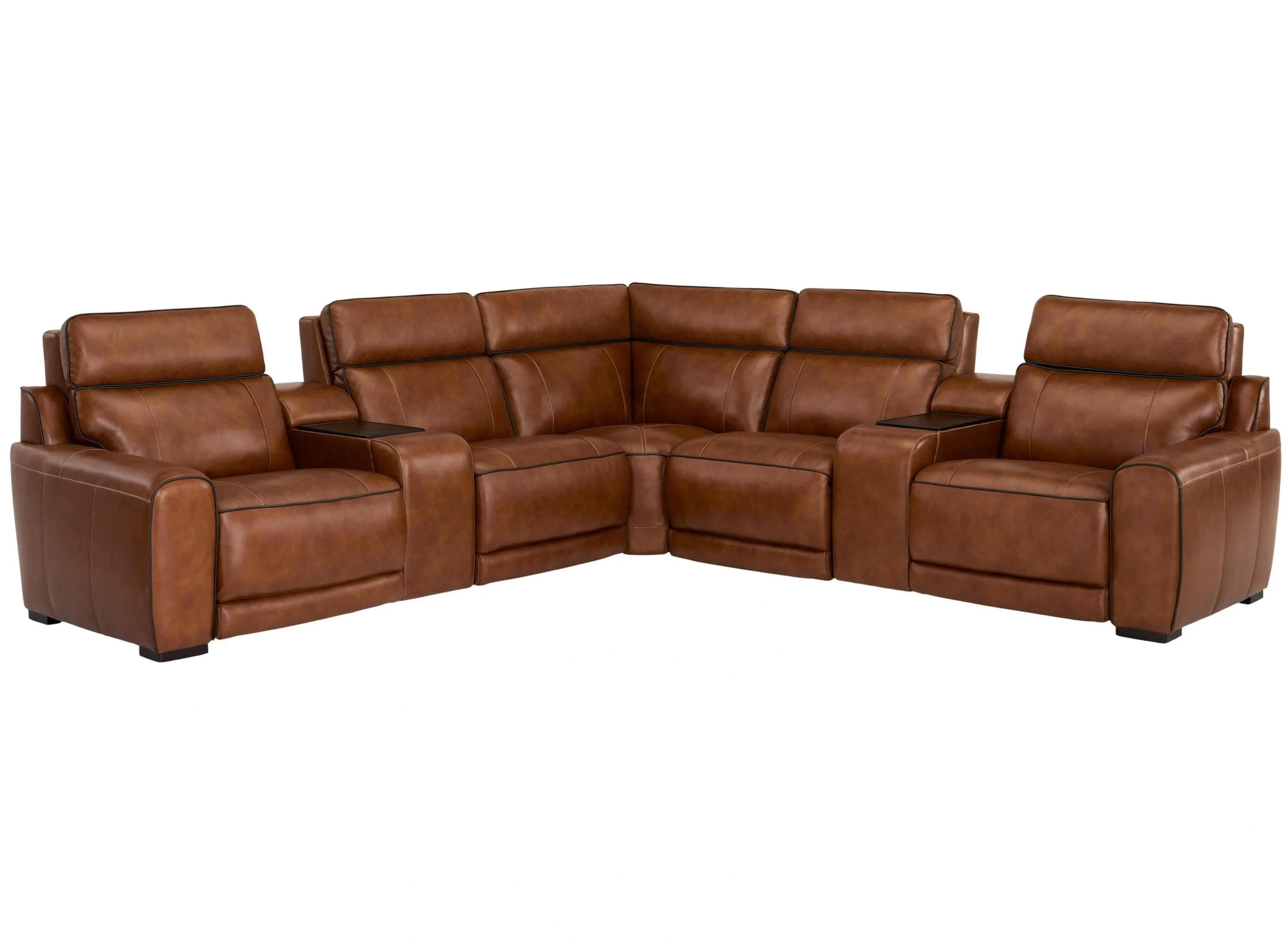 Titan 7-pc. Triple Power Leather Sectional w/ Immersive