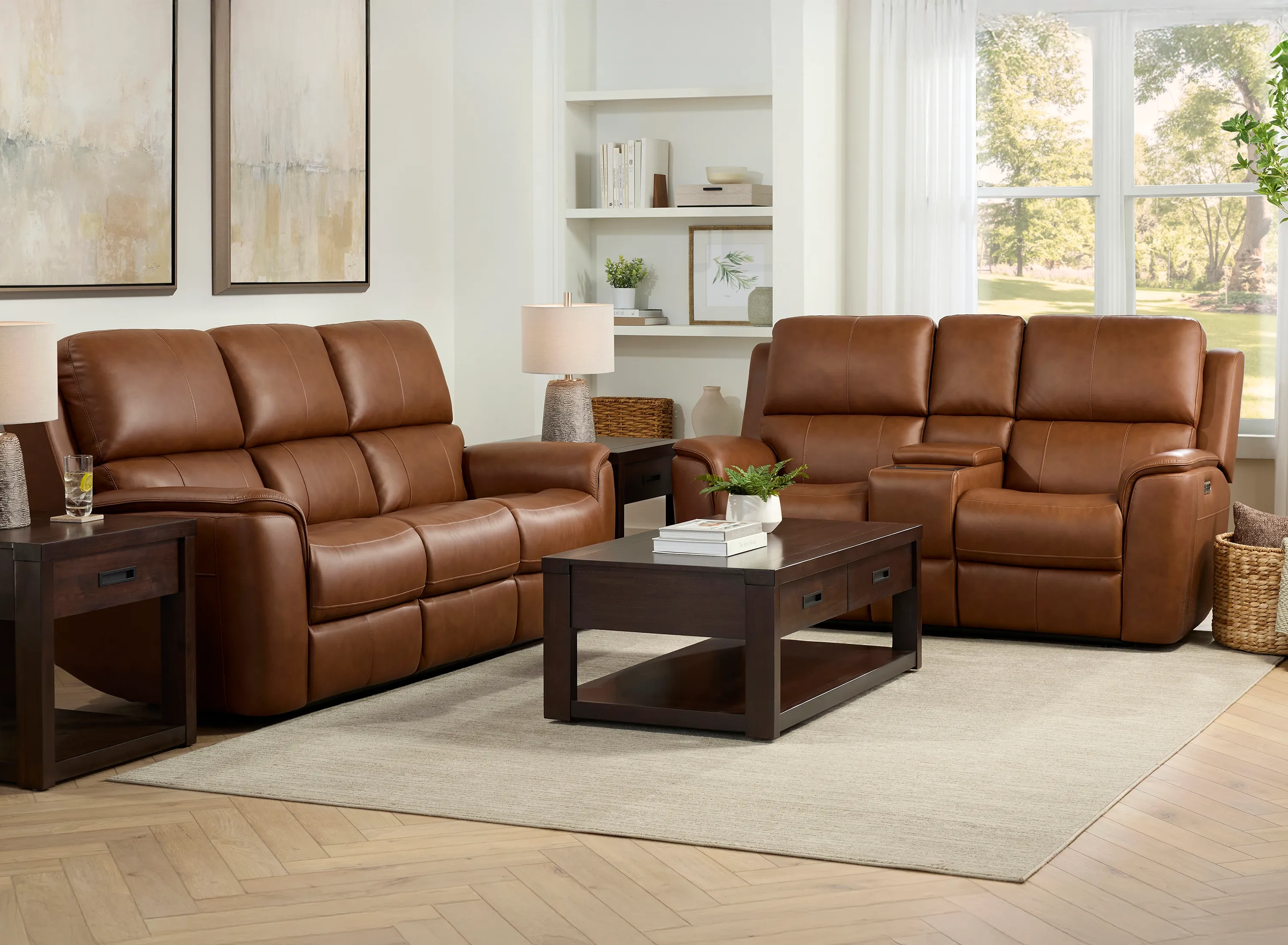 Henrick Triple Power Leather Living Room Set | Raymour & Flanigan