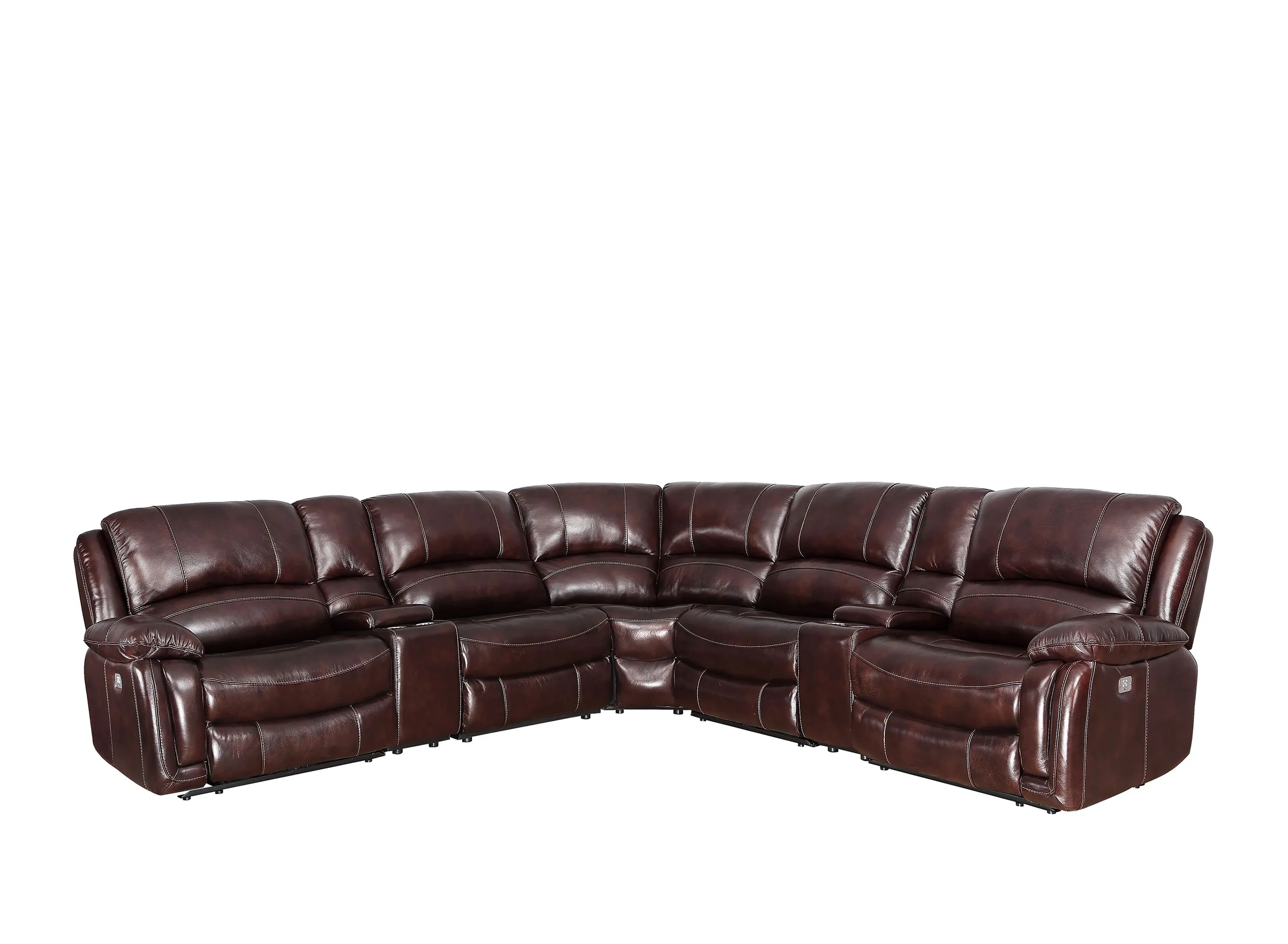 Denver Power 7pc. Leather Reclining Sectional Raymour & Flanigan