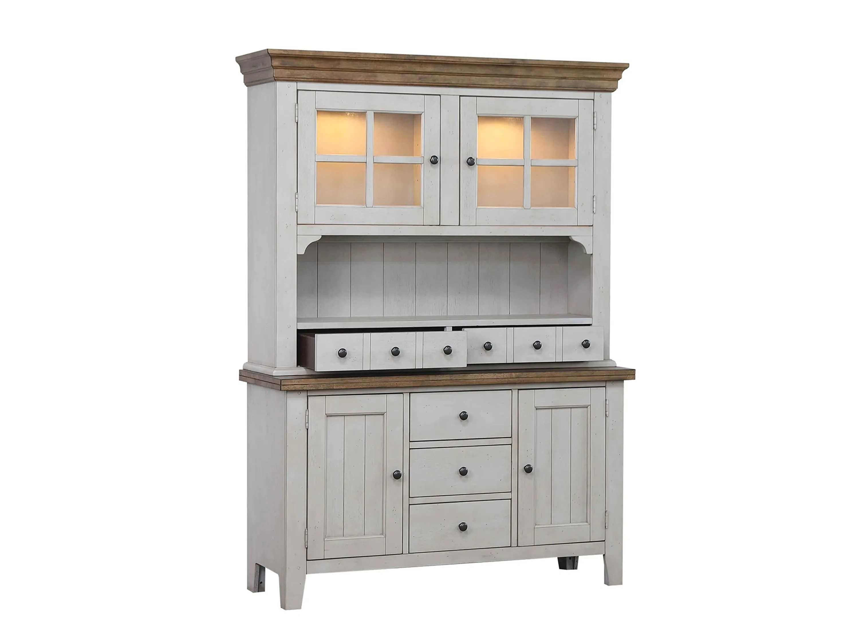 Country Grove Buffet with Lighted Hutch | Raymour & Flanigan