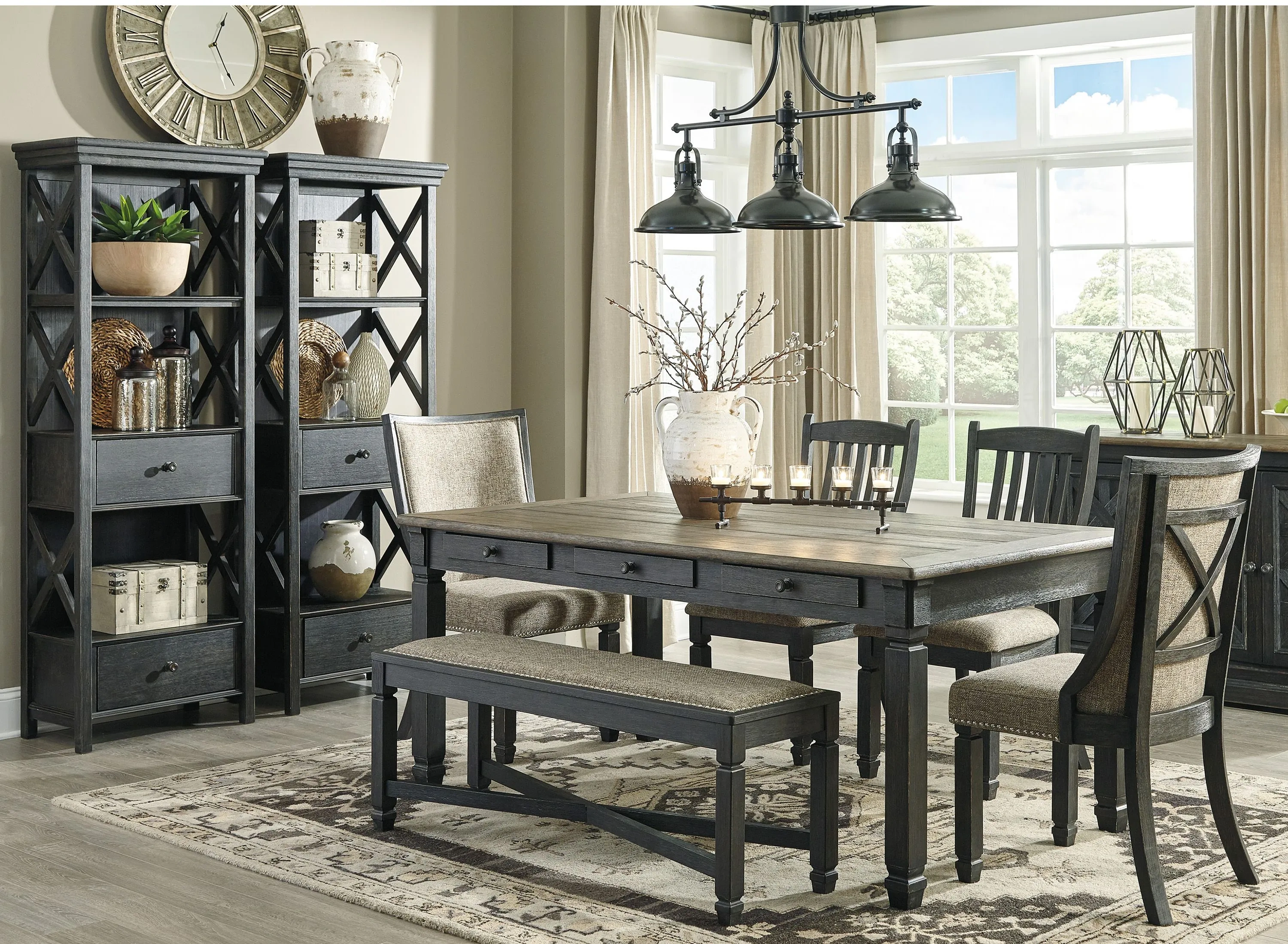 Vail 6-pc. Dining Set w/ Bench and Upholstered Chairs | Raymour