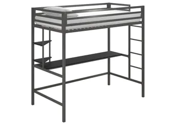 Novogratz Maxwell Loft Bed with Desk & Shelves Gray Product_Grid_Image