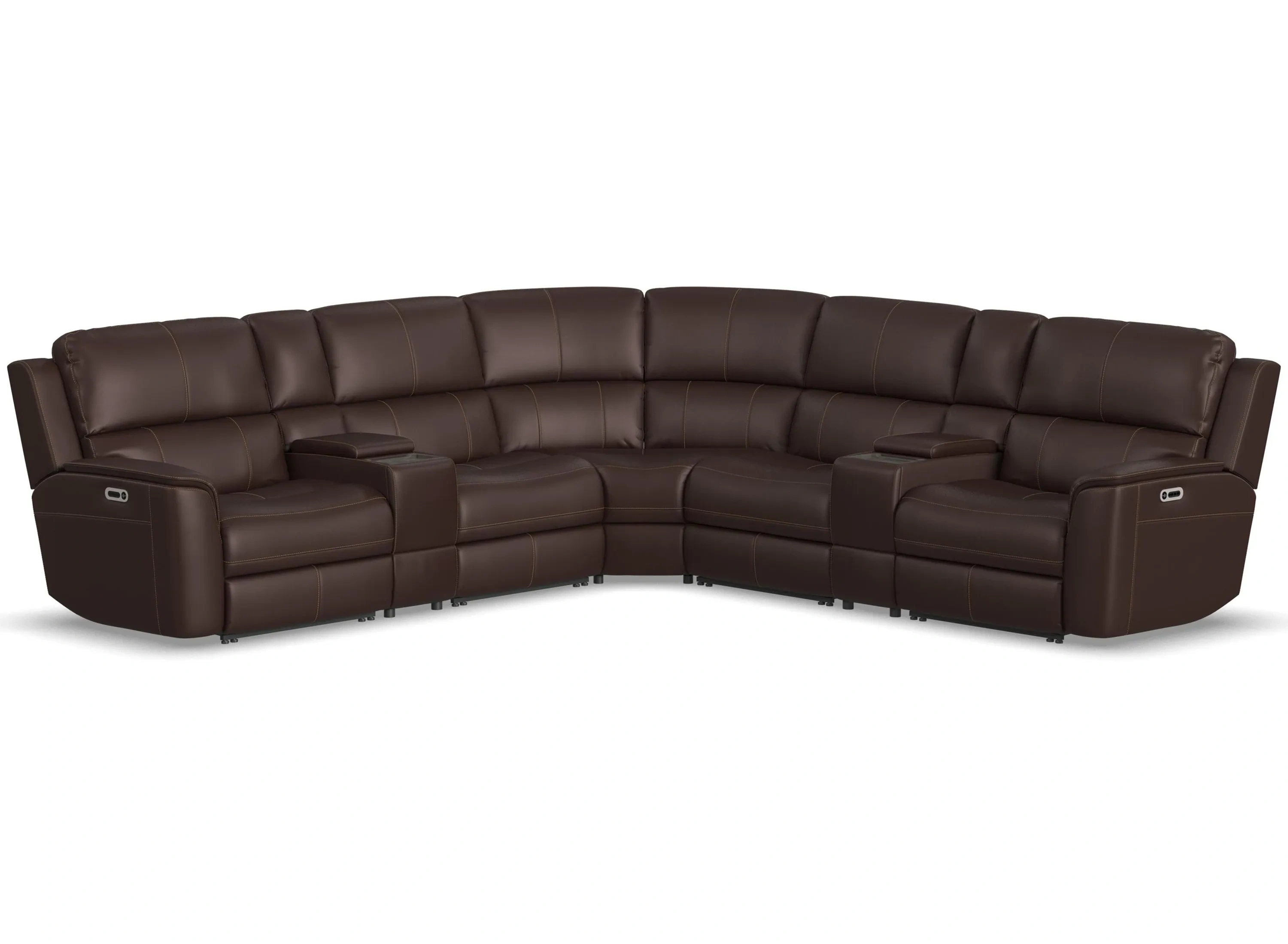【rik】LLEGWOODTOP1200 Henrick 7-pc. Triple Power Leather Sectional | Raymour & Flanigan