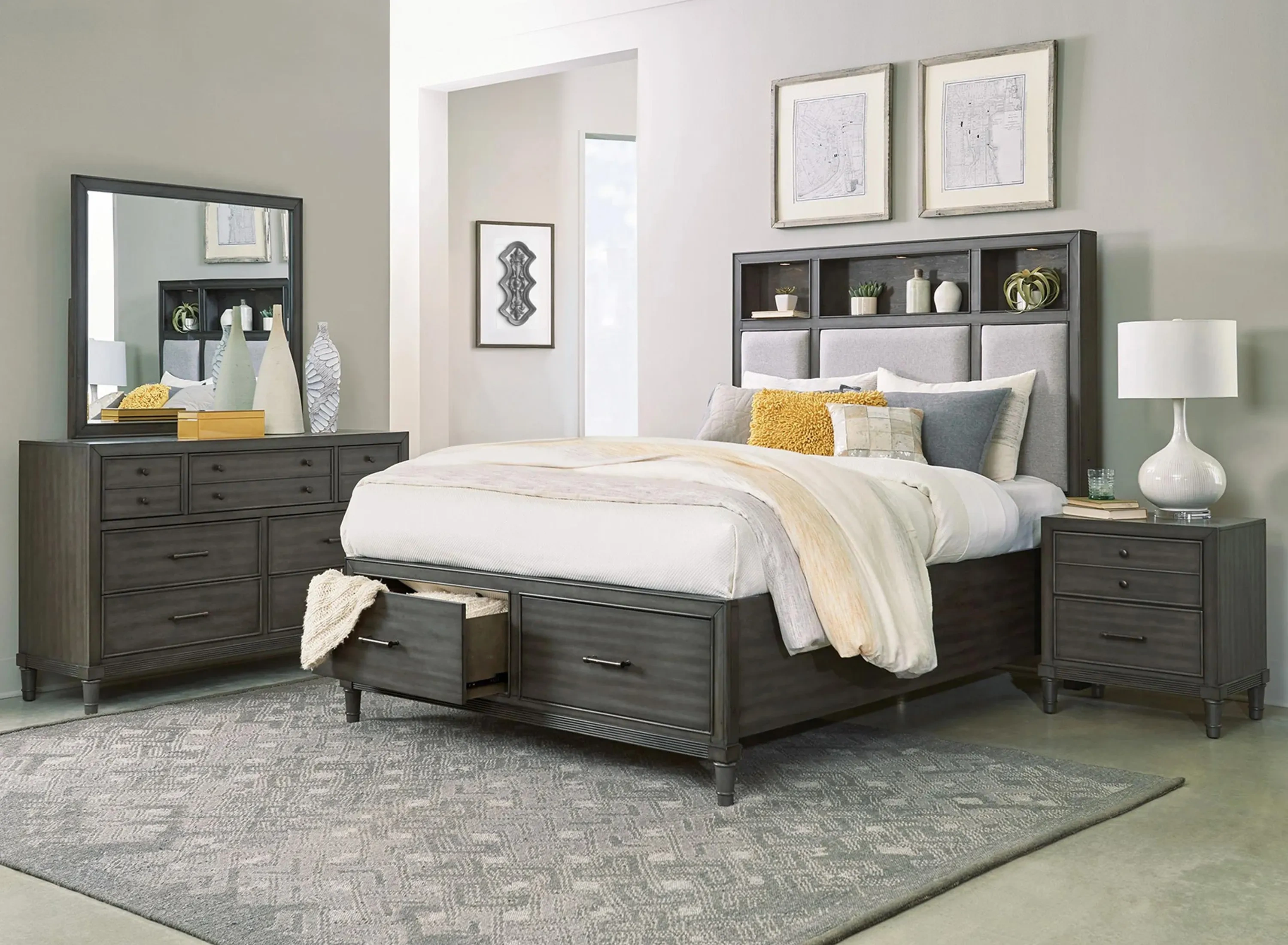 Lana 4-pc. Cal King Upholstered Platform Bedroom Set | Raymour