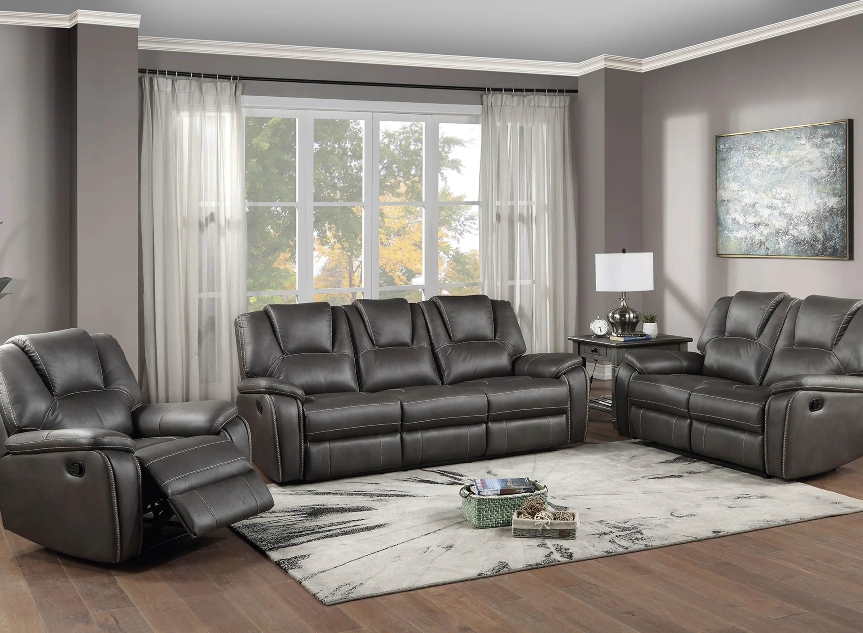 Katrine Reclining Sofa, Loveseat and Chair Set | Raymour & Flanigan