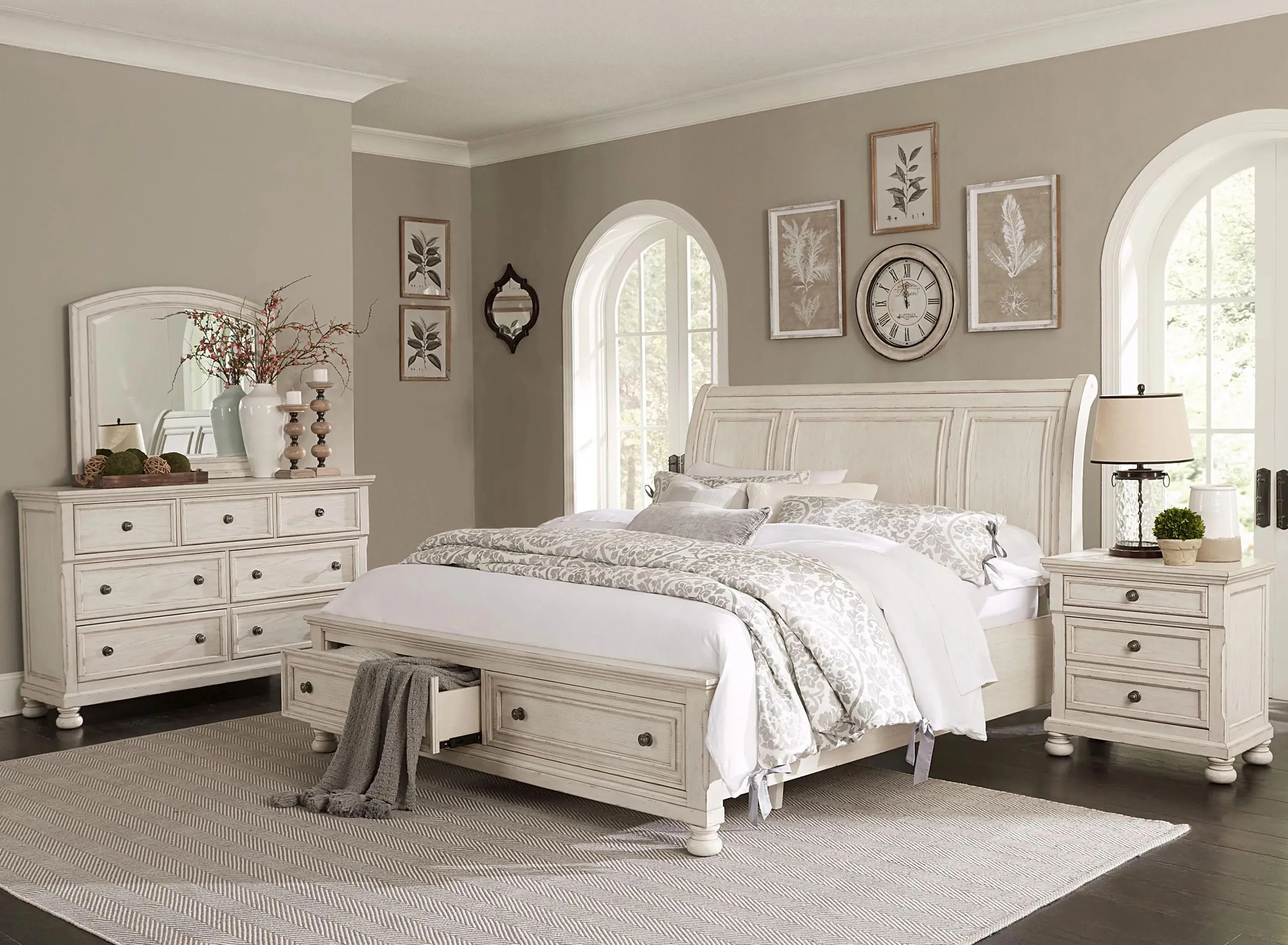 Donegan 4-pc. Sleigh Platform Storage Bedroom Set | Raymour & Flanigan