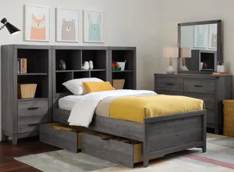 Piper 4-pc. Bedroom Set w/ Storage Drawers and 2 Bookshelf Nightstands Full Product_Grid_Image