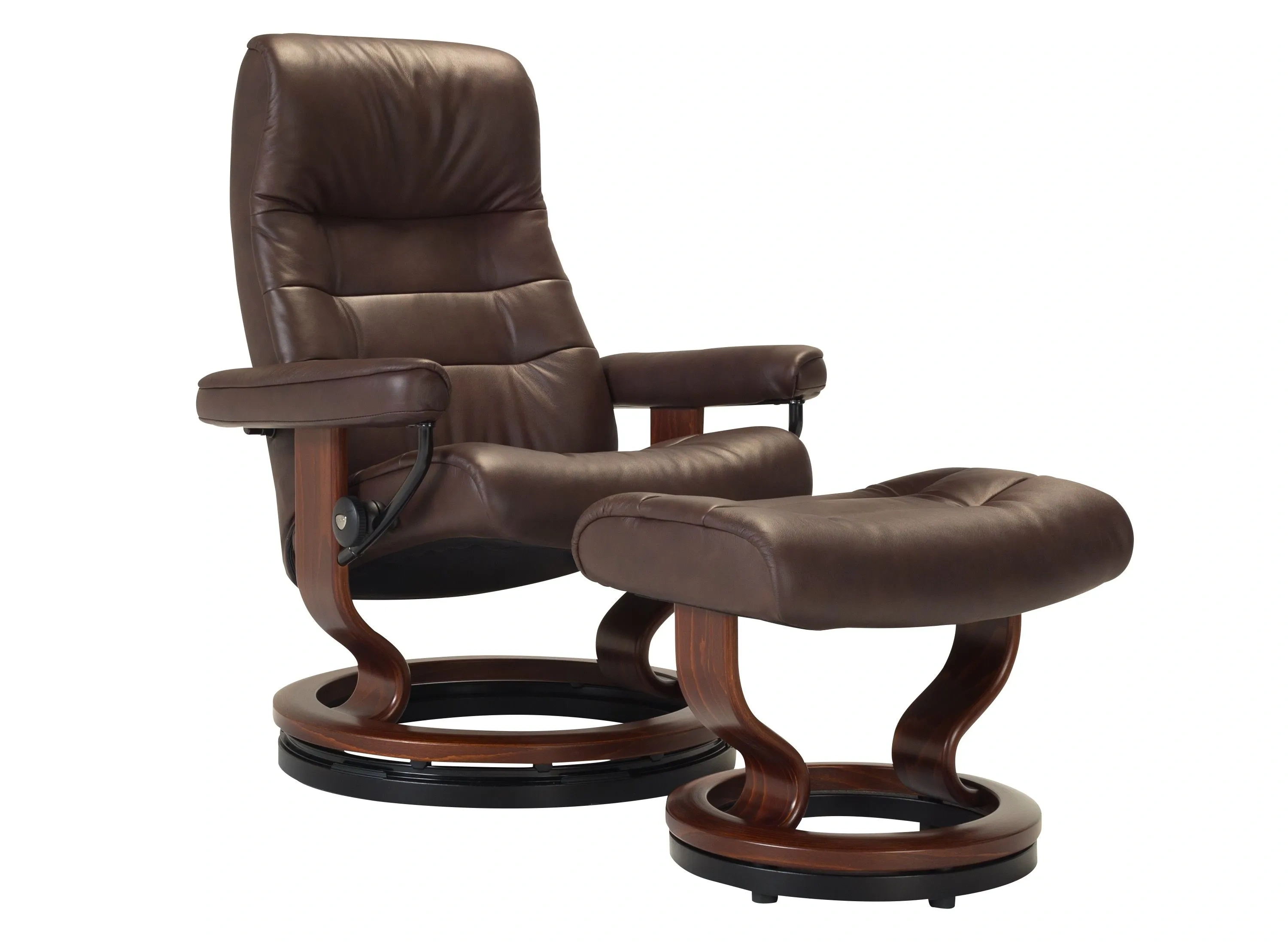 Stressless Opal Medium Leather Reclining Chair and Ottoman w