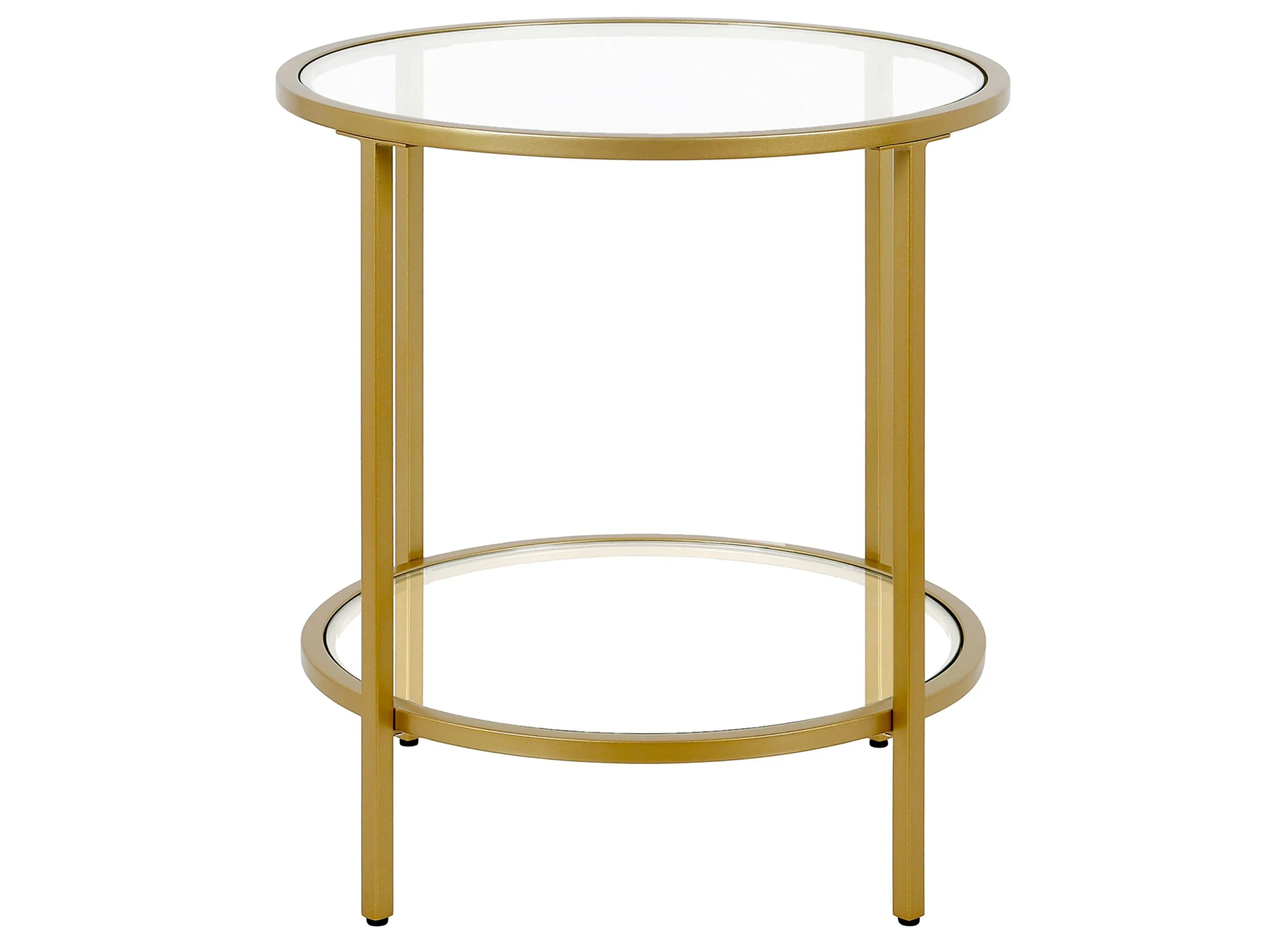 Paulino Round End Table with Glass Shelf | Raymour & Flanigan