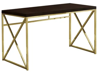 Chiara Computer Desk ESPRESSO GOLD METAL Product_Grid_Image